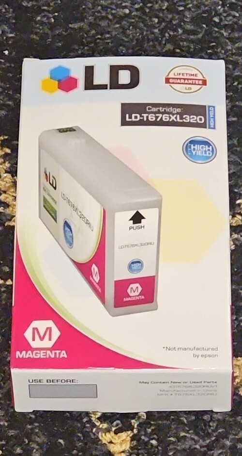 LD Ink Replacement Epson 676XL T676XL320 HY Magenta WorkForce WP-4020 WP-4530