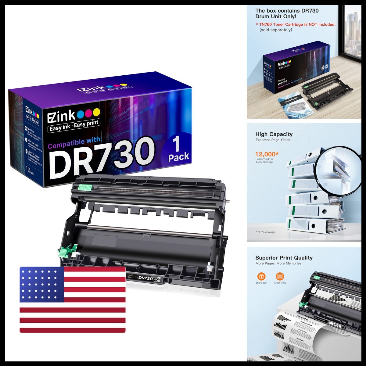 E-Z Ink DR730 Drum Unit for Brother HL-L2350DW HL-L2395DW MFC-L2750DW
