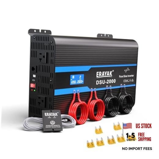 2000W Pure Sine Wave Power Inverter 12V DC to 110V 120V AC 2000 Watts