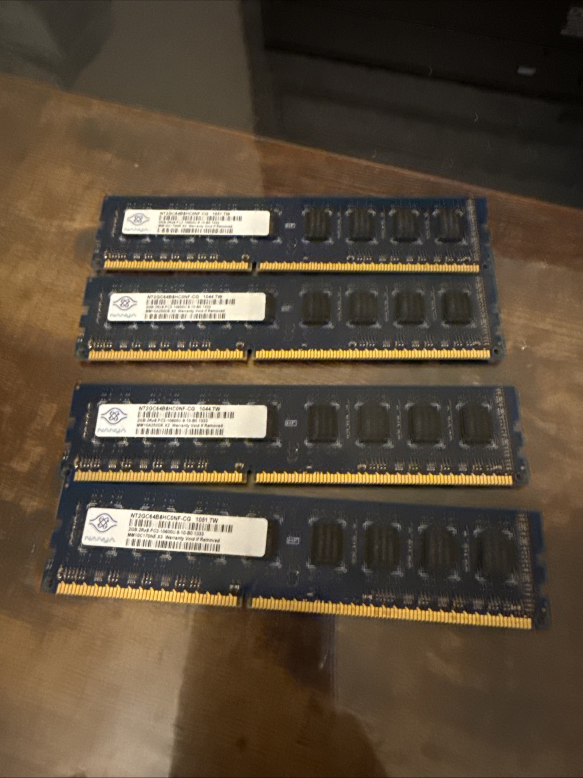 Lot of 4 Nanya 2GB 2RX8 PC3 NT2GC64B8HC0NF-CG