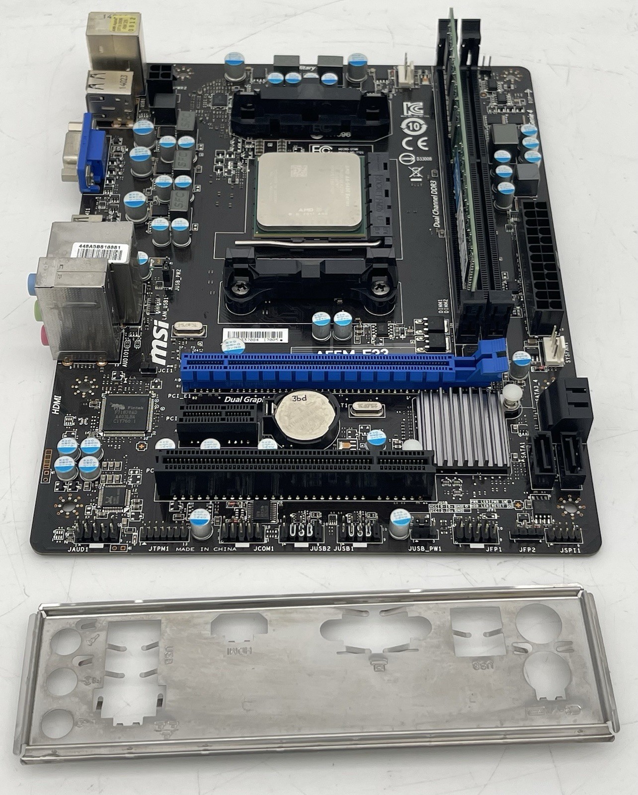 MSI A55M-E33 Motherboard w/ AMD A6-5400 Series 3.6GHz CPU 4GB DDR3 RAM & IO