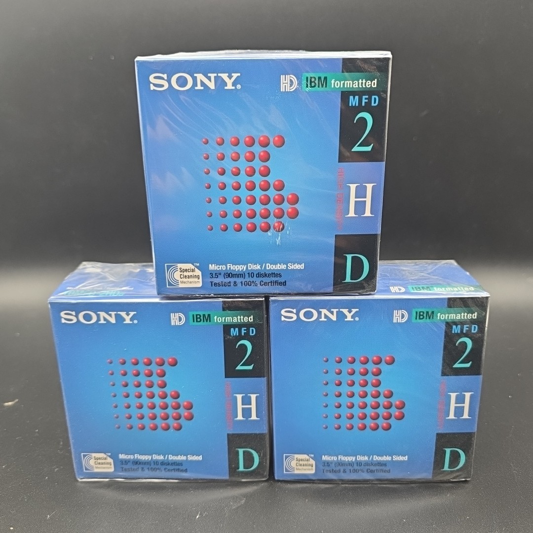 Lot Of 3 - 10 Pack Sony 3.5" Floppy Disks 10MFD-2HD CF IBM Formatted 