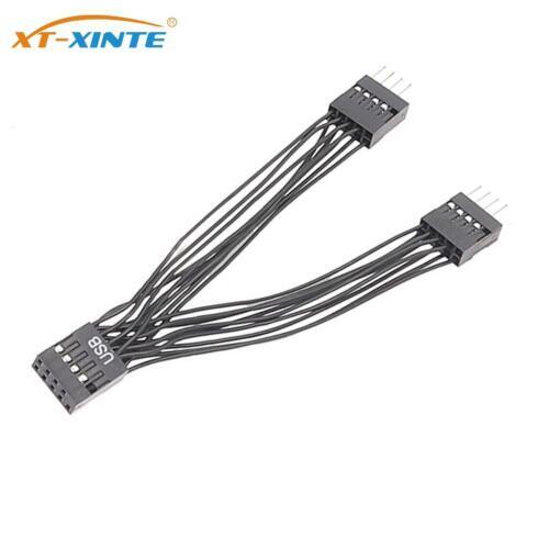 1pc 10cm USB Cable 9Pin Female to Dual 9P Male 1 to 2  Y Splitter Adapter Cable