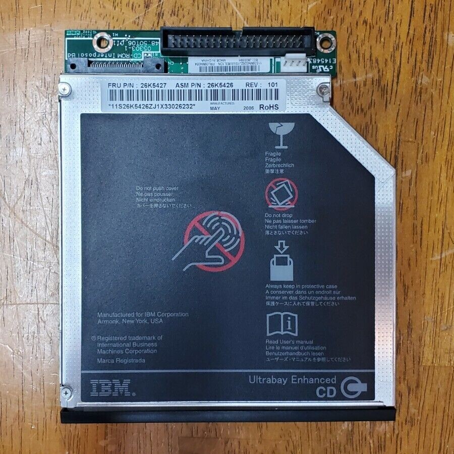 IBM Ultrabay Enhanced CD Drive 26K5427 w/ Interposer Board