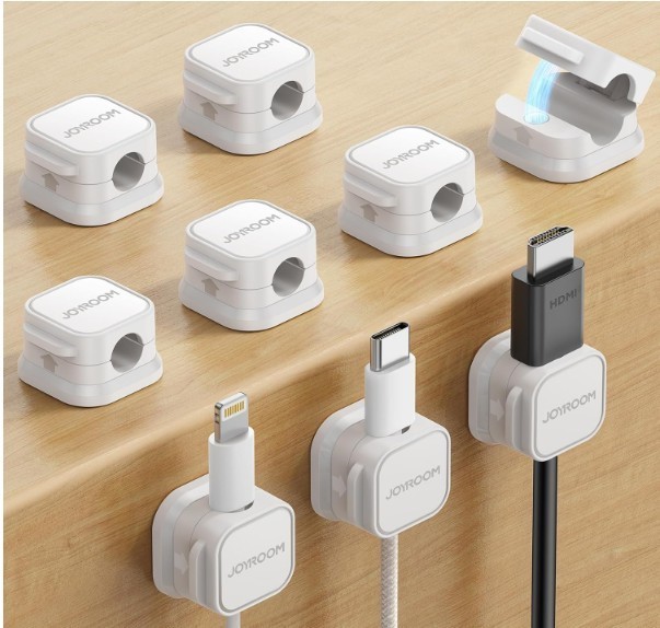 JOYROOM 9 Pack Magnetic Cable Clips, Adjustable Cord Holder Under Desk Organizer