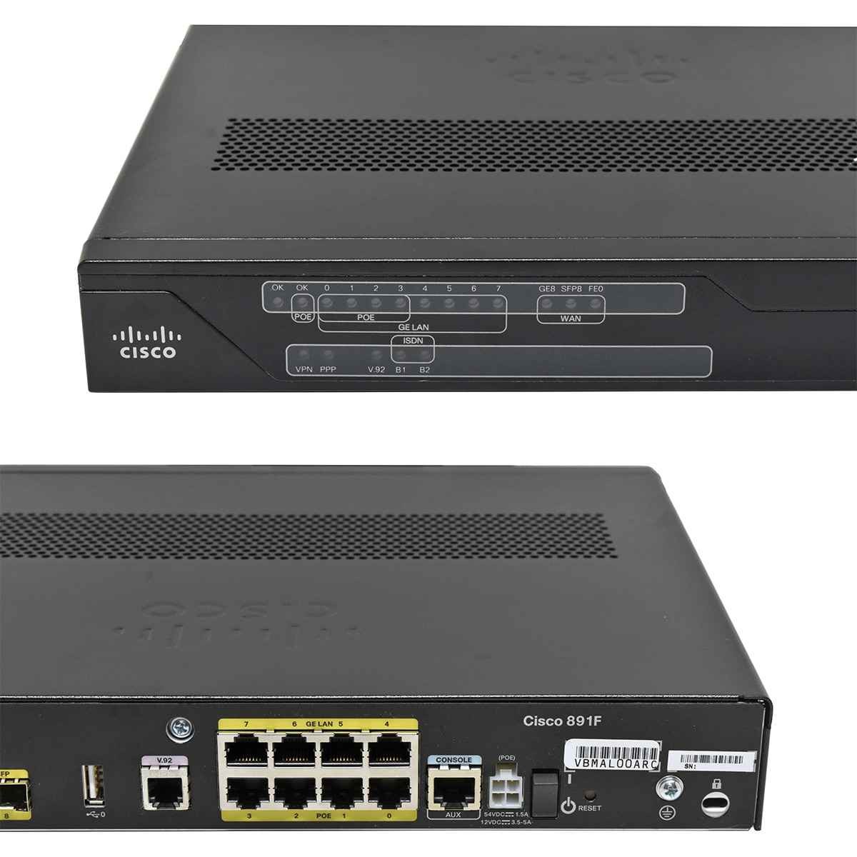 Cisco C891F-K9 8-Port RJ-45 GE 4x PoE Integrated Services Router +SFP +WAN +ISDN