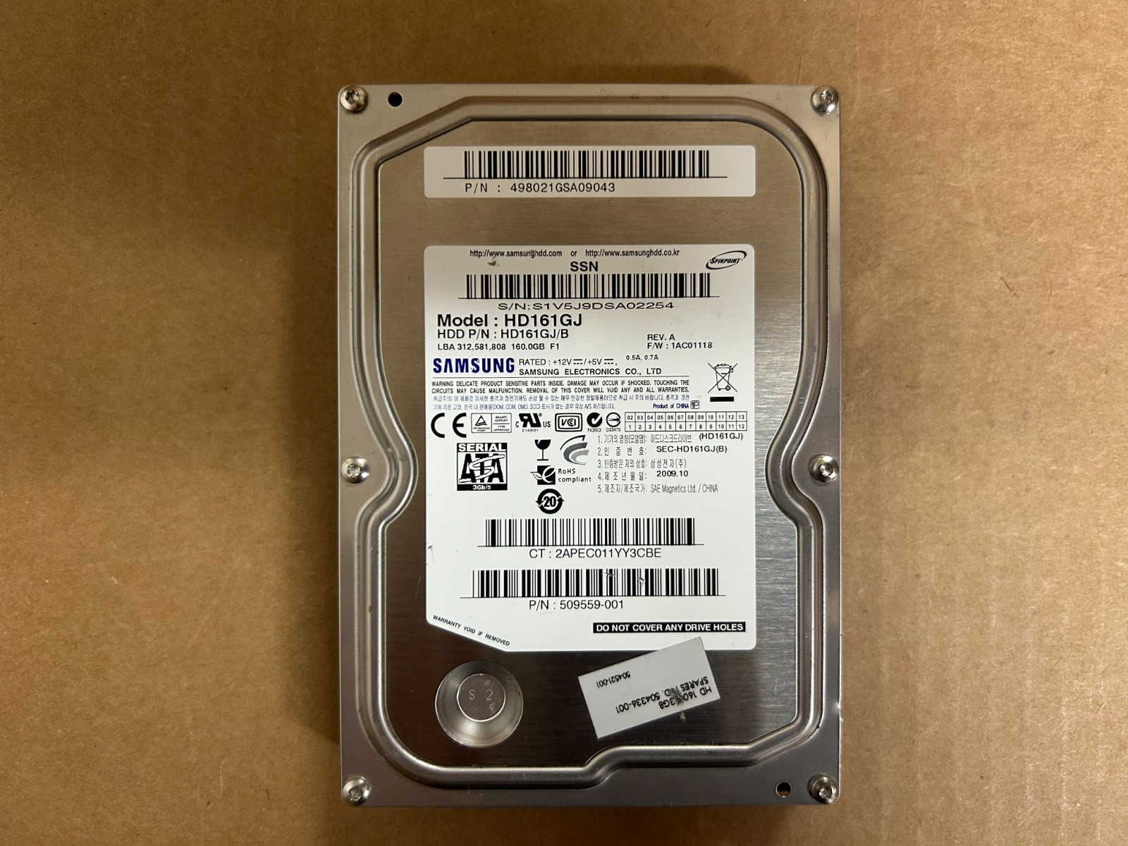 Samsung 160GB HD161GJ HD161GJ/B 3.5” SATA Hard Drive Desktop