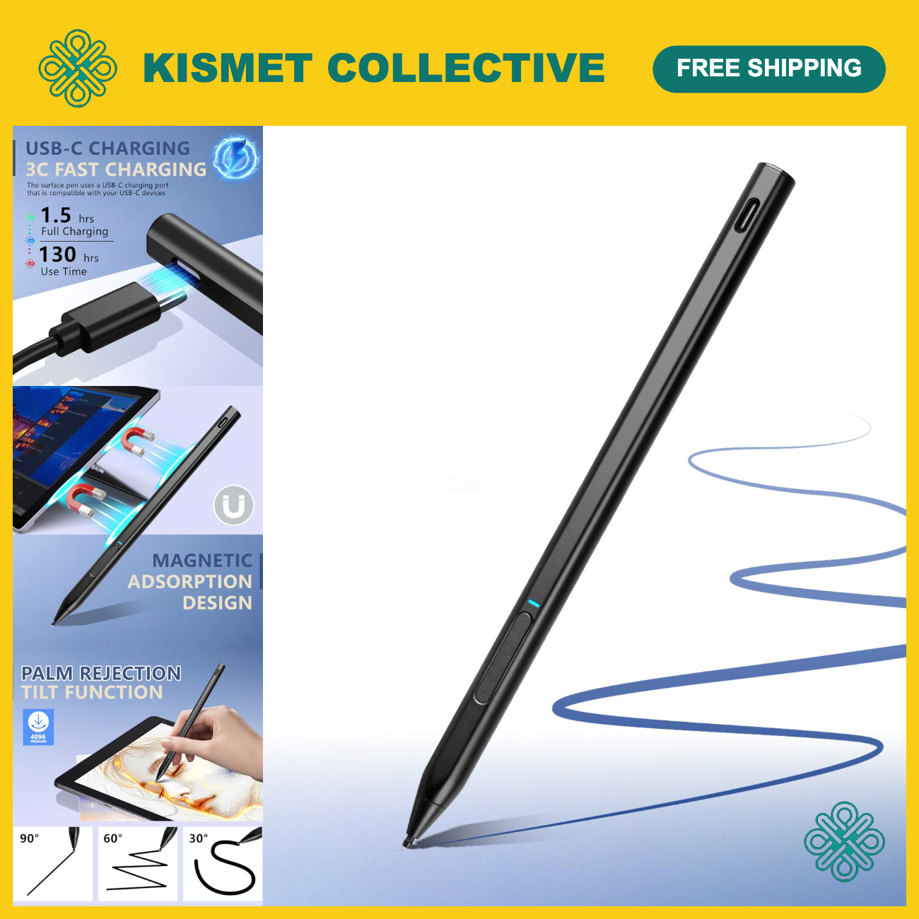 Rechargeable Tilt Pen for 2-in-1 Touchscreen Laptops - MPP 2.0 Stylus, Precision