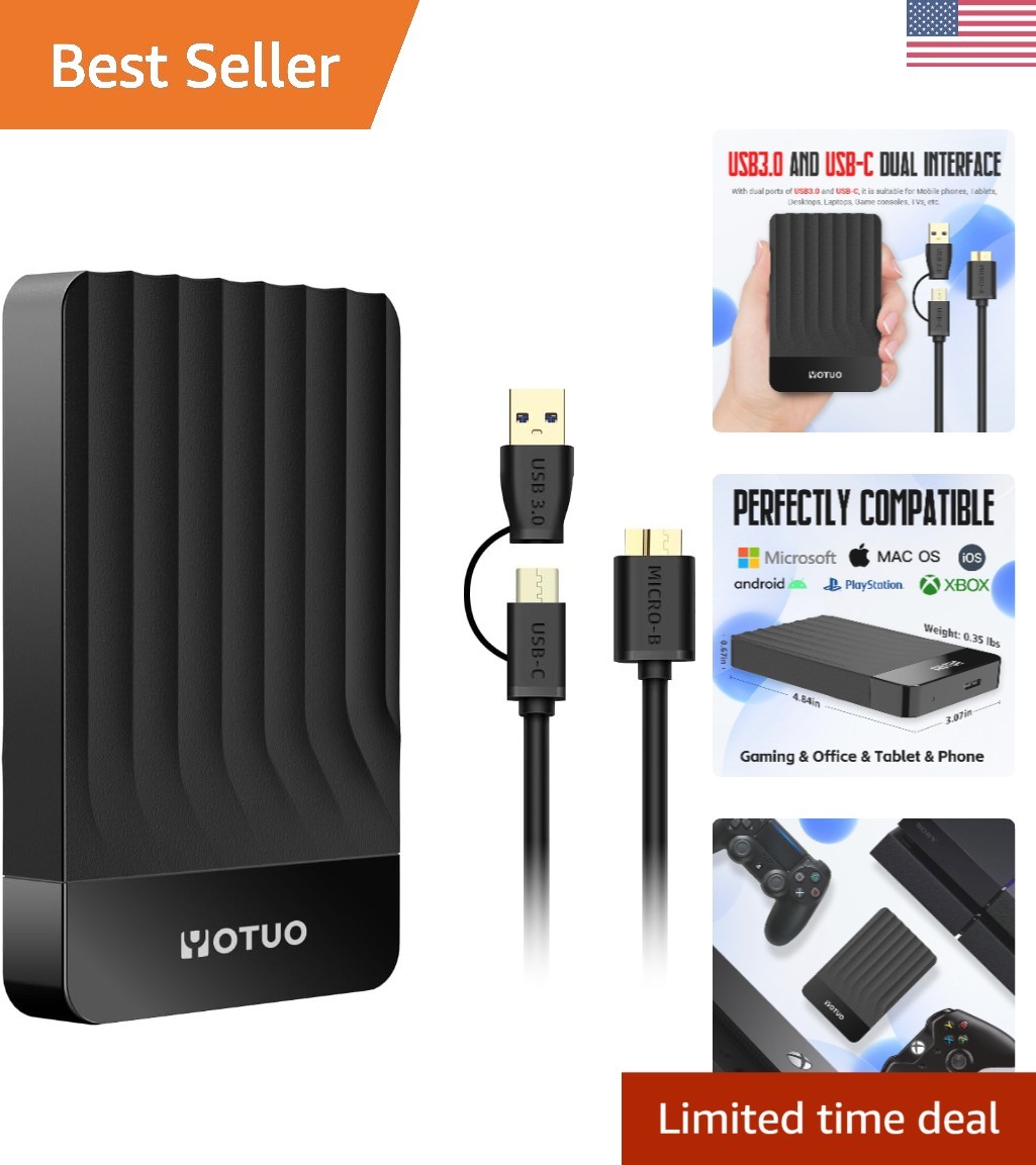Versatile 500GB External Hard Drive - Protect Your Data with Silicone Sleeve