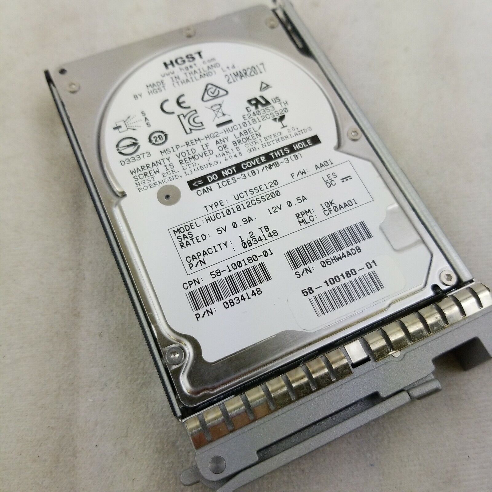 HGST Ultrastar HUC101812CSS200 1.2 TB SAS 3 2.5 in Enterprise Drive Tested Wiped