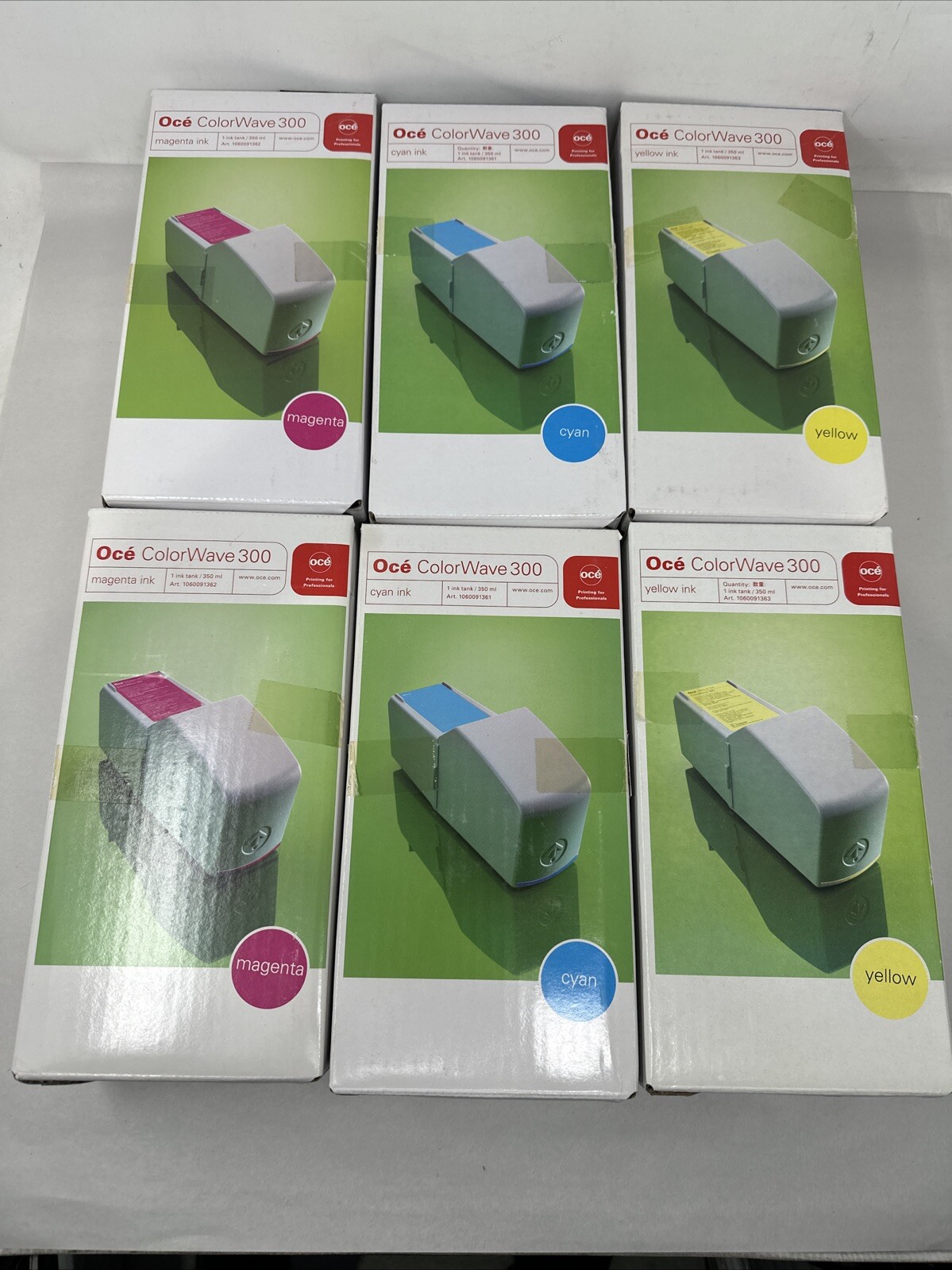 Lot Of 6 OEM Oce ColorWave 300, CW300 CMY Ink Tanks 1060091361/2/3