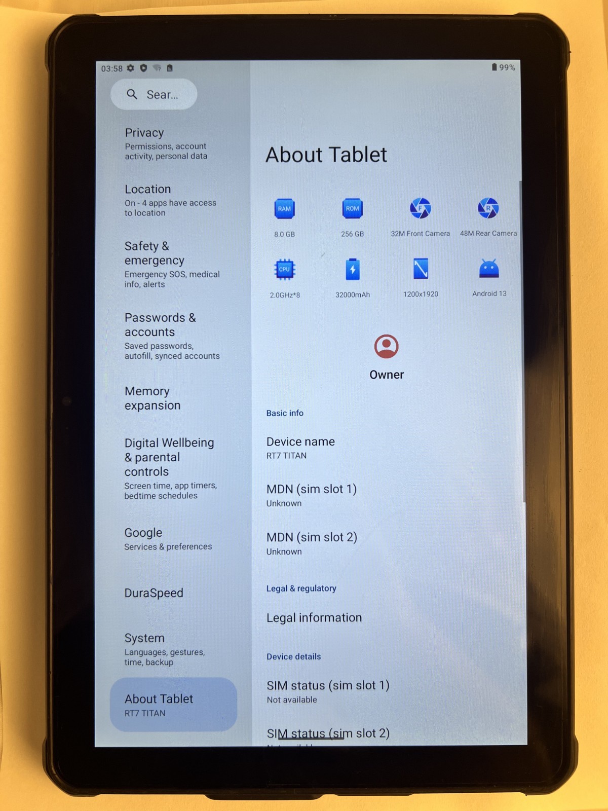 OUKITEL RT7 Titan 5G Rugged Tablet 10.1" Android 13 8GB RAM+ 256GB 32000mAh 32📸