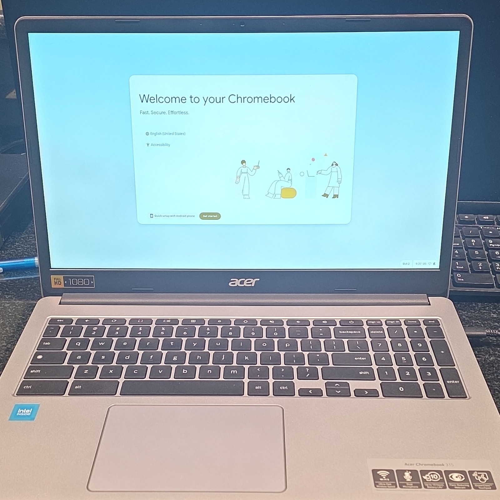 Acer Chromebook 15.6in 1080p Intel Celeron N 4GB RAM eMMC Silver
