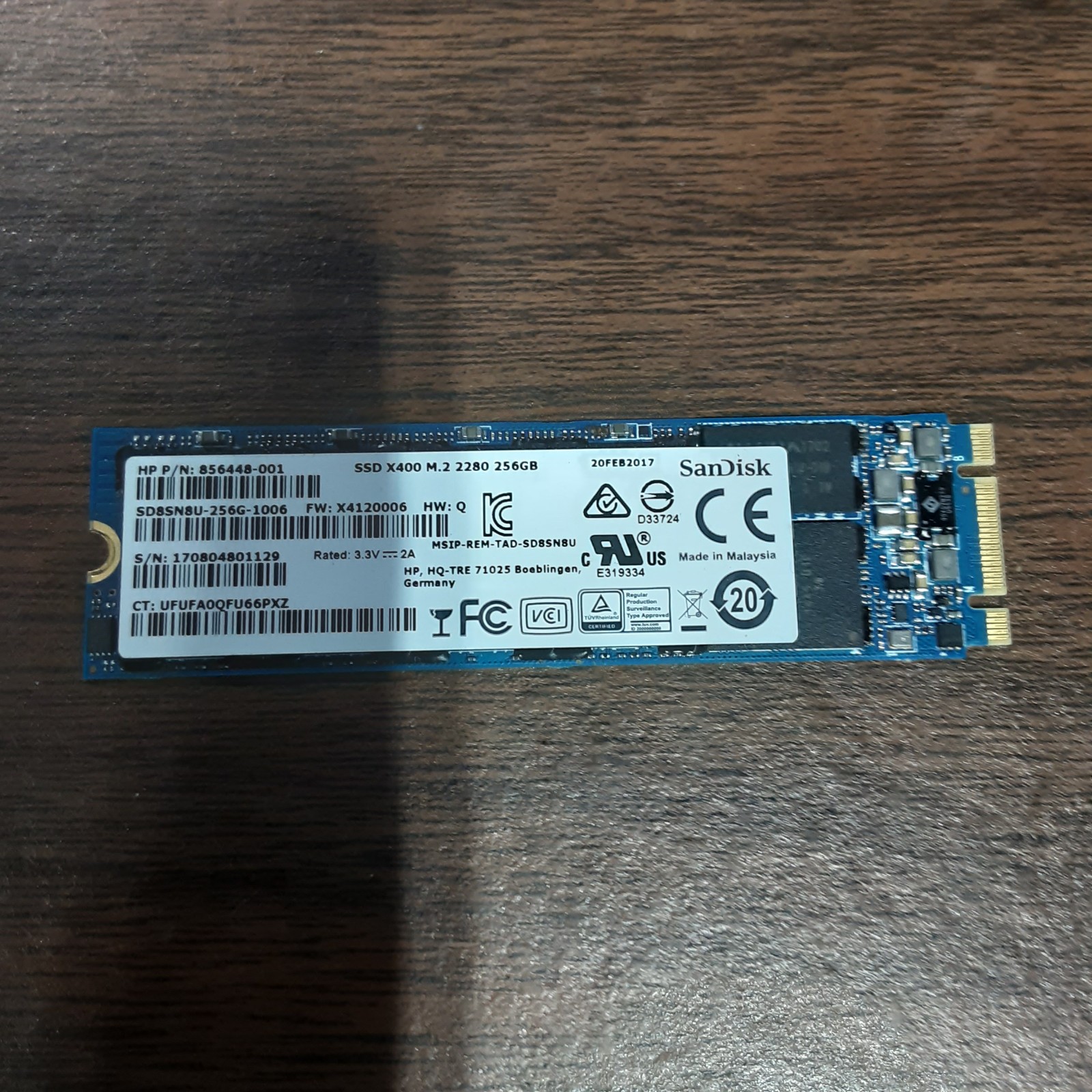 SanDisk X400 SD8SN8U-256G 256 GB M.2 80mm Solid State Drive