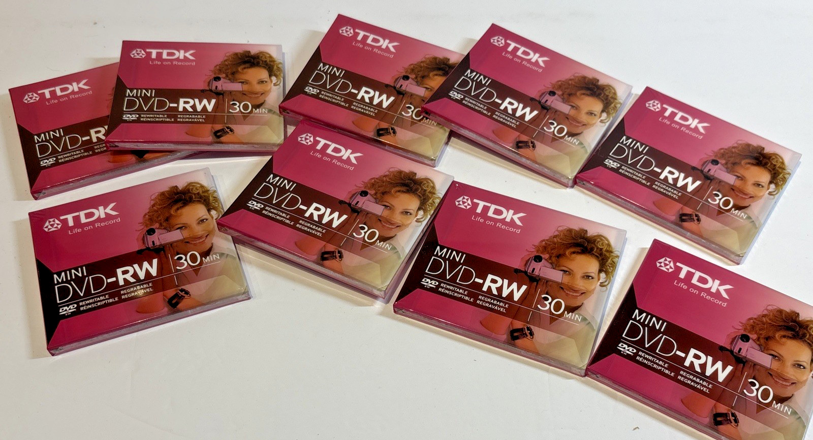 Lot of 9 TDK Mini DVD-RW 30 Minutes Rewritable 1.4GB/GO 8cm NEW