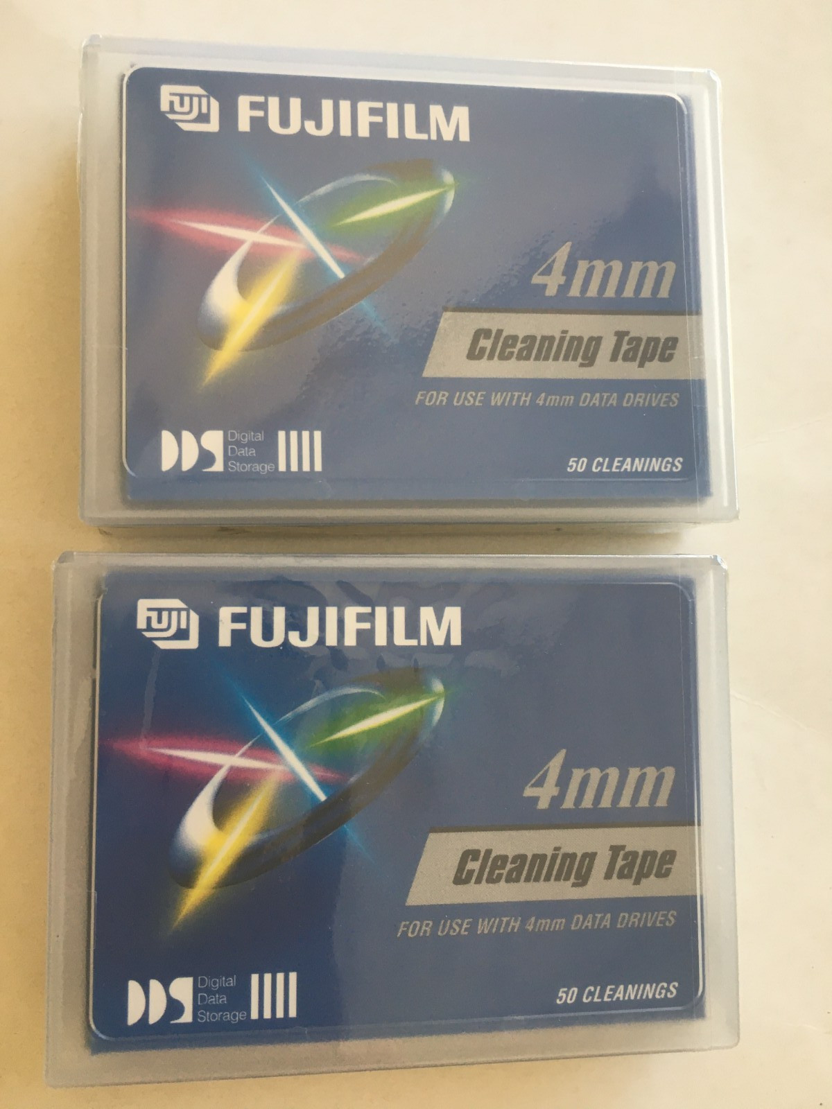 2 NEW Factory Sealed FujiFilm 4mm DAT DDS Cleaning Cartridges 50 Cleanings