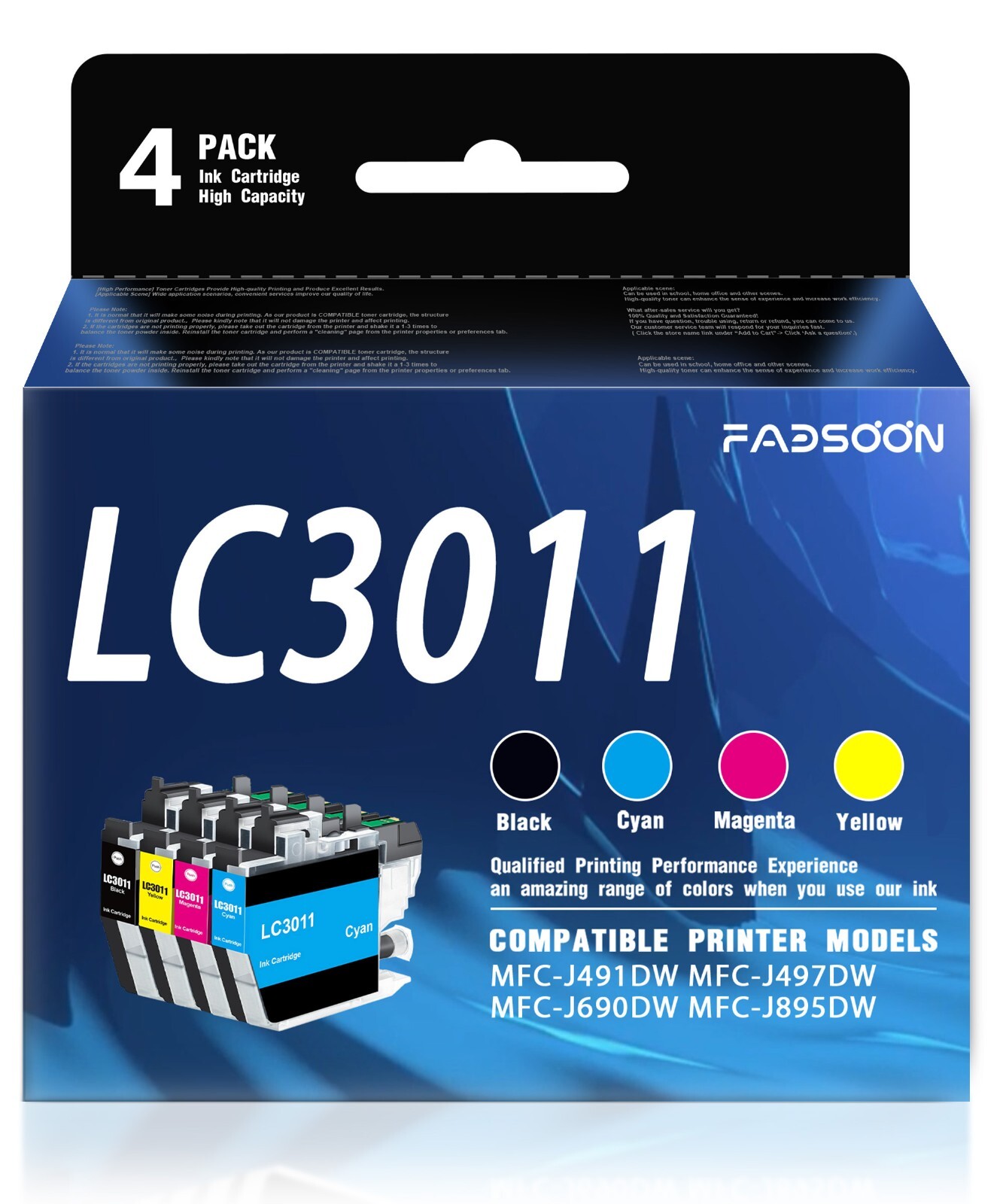 LC3011 4PK Ink Cartridge Set (BK/C/M/Y) for Brother MFC-J491DW J497DW