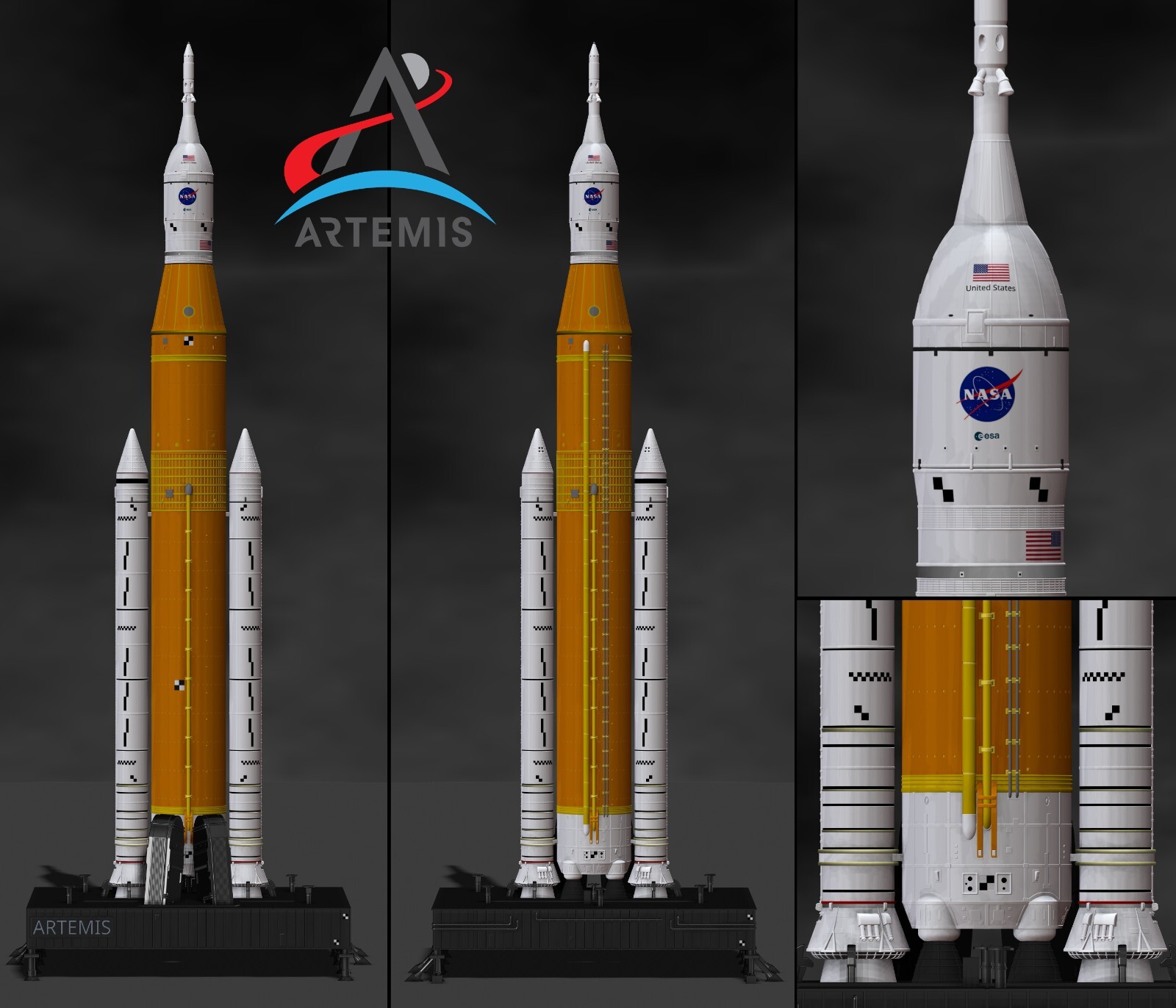 Space Launch System (SLS) Artemis I with platform File STL-OBJ for 3D Printer