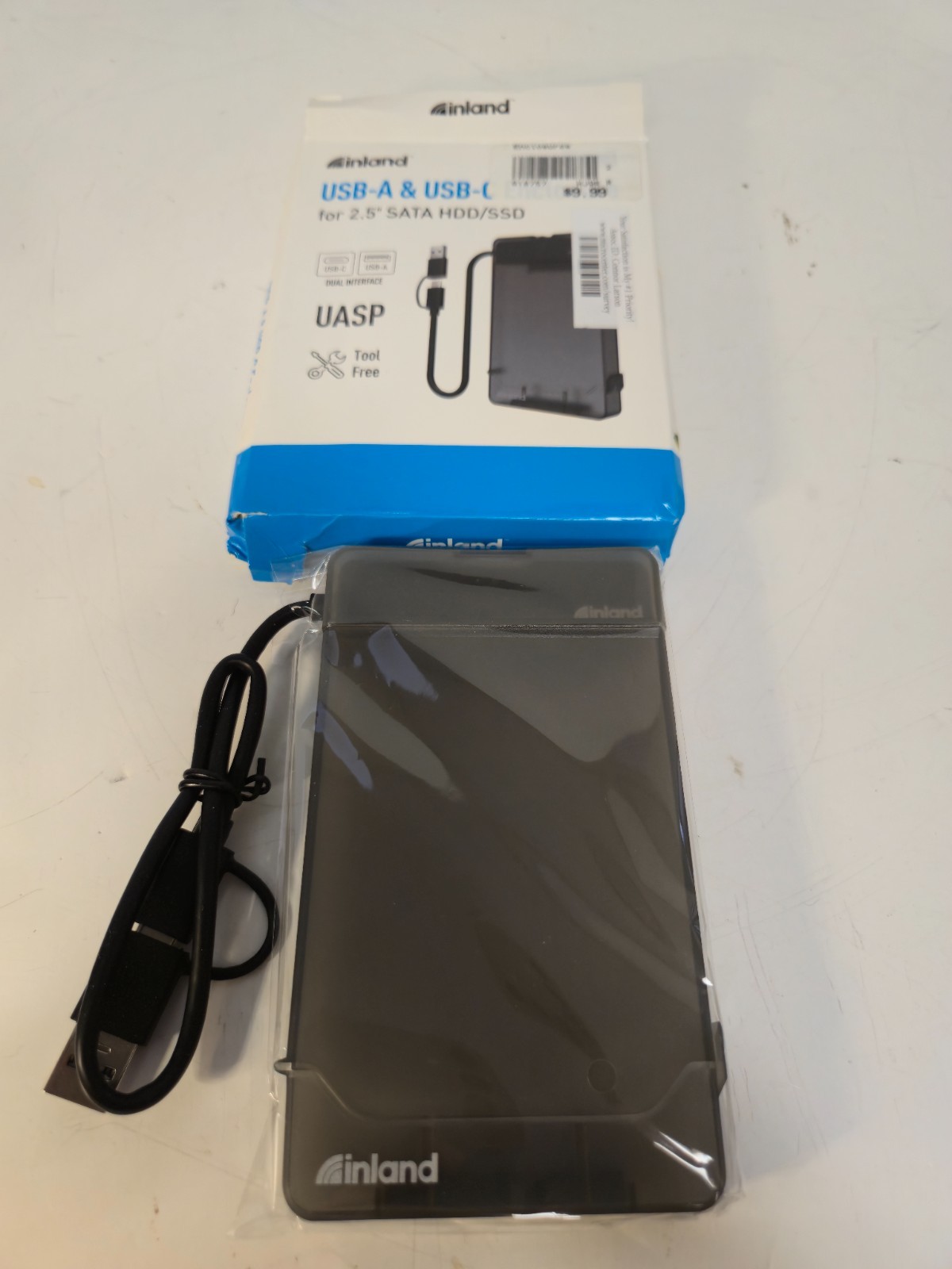 Inland Enclosure With USB-A and USB-C For 2.5 Sata HDD/SSD
