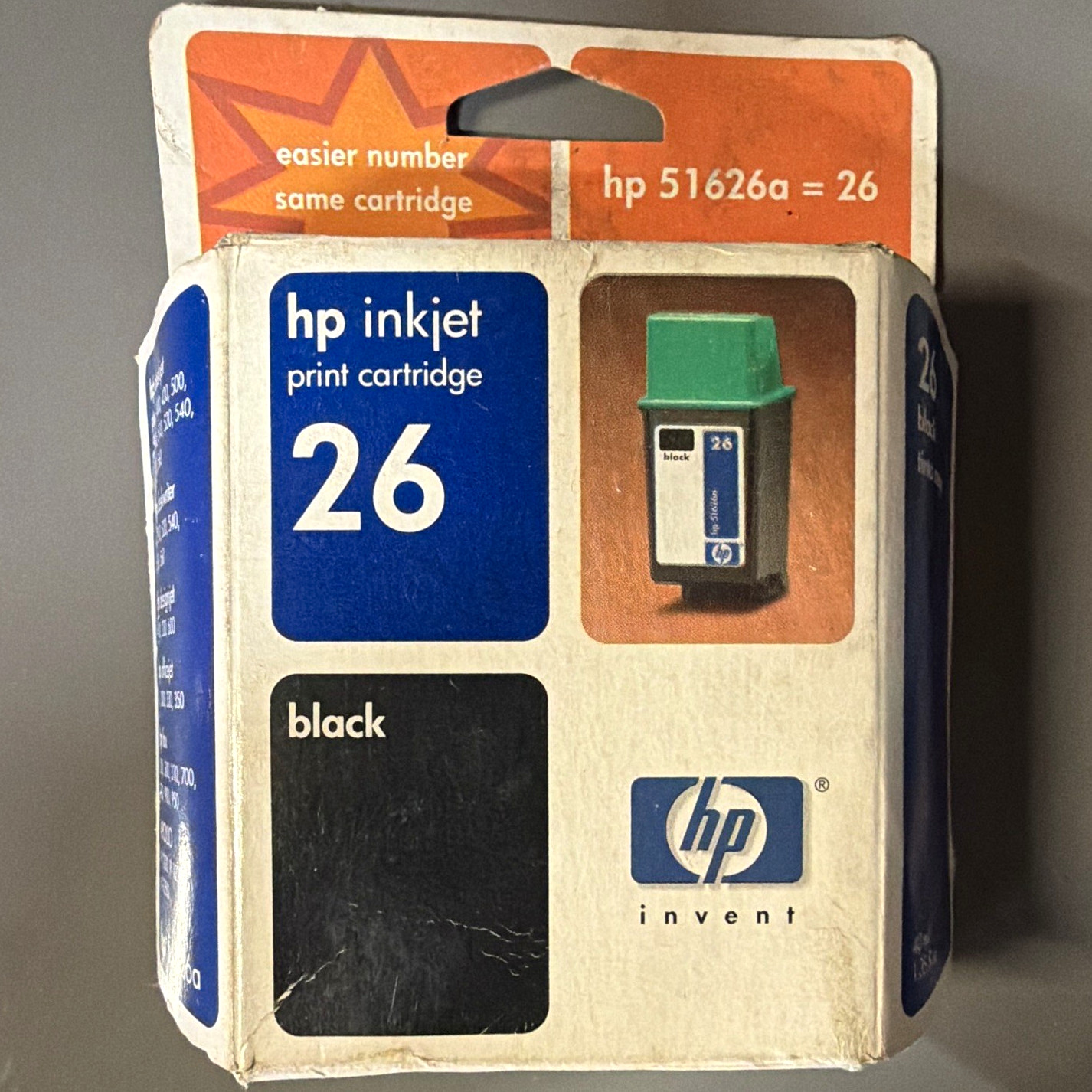 HP 26 51626A Black Genuine Original Inkjet Print Cartridge 40 mL (1.35 fl oz)