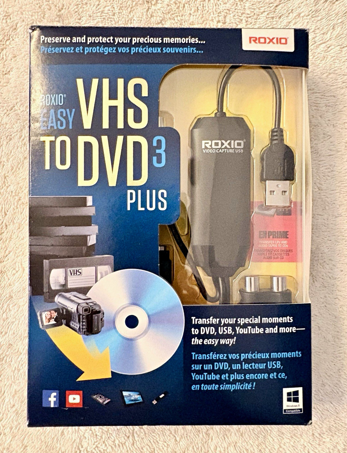 Roxio Easy VHS to DVD 3 Plus Video Capture USB 251000CS w/ Box & Software