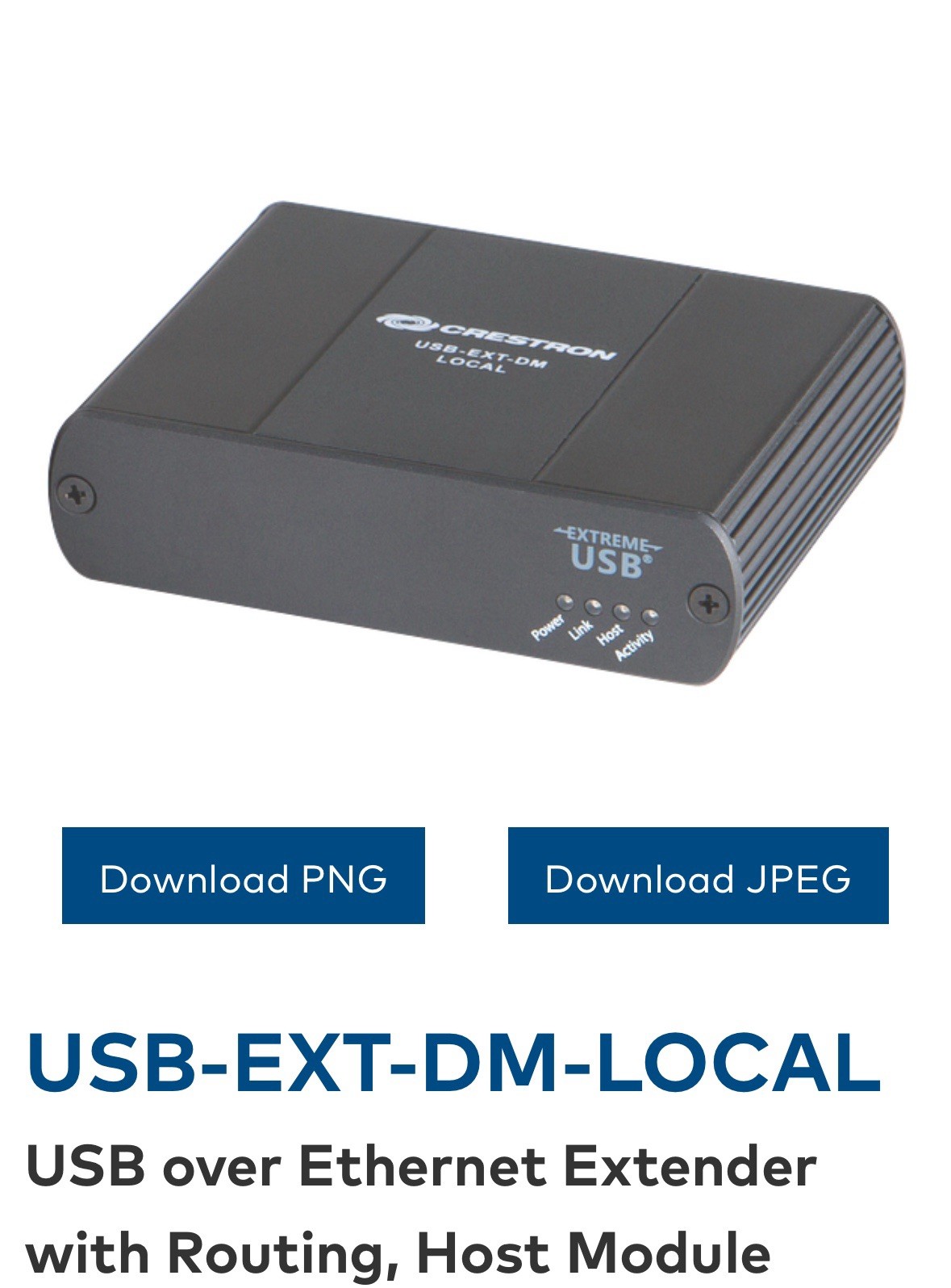 Crestron USB-EXT-DM-LOCAL USB over Ethernet Extender with Routing, Host Module