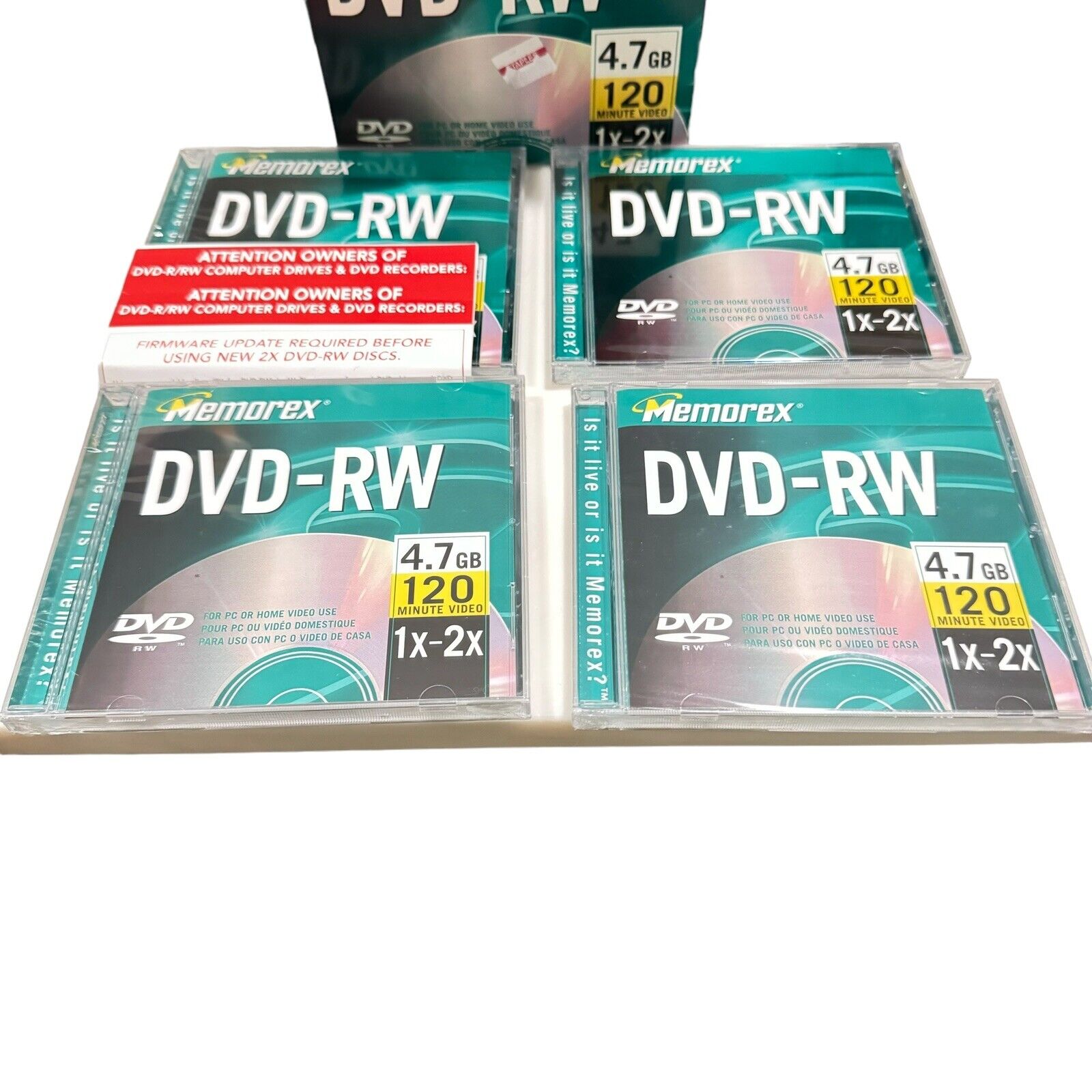 Memorex DVD-RW 1x 2x 4.7GB 120Mins 4-pack Sealed Discs Open Box