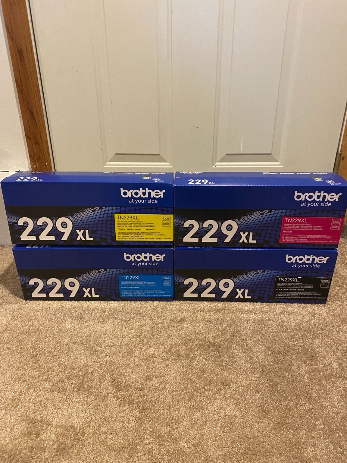 Genuine OEM Brother TN229XL High Yield Toner Set Black Cyan Magenta Yellow New