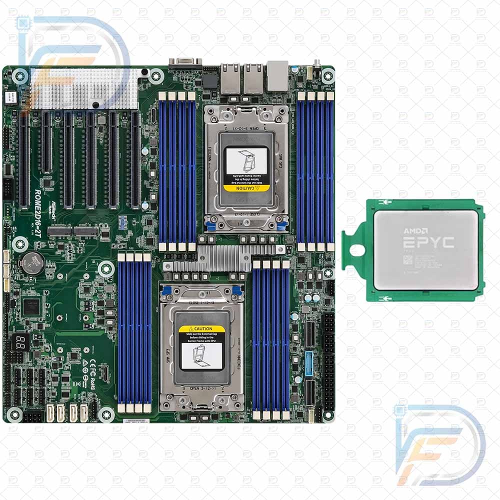 ASRock Rack ROME2D16-2T + 2x EPYC 7452 64-Core Dual Socket Server Kit