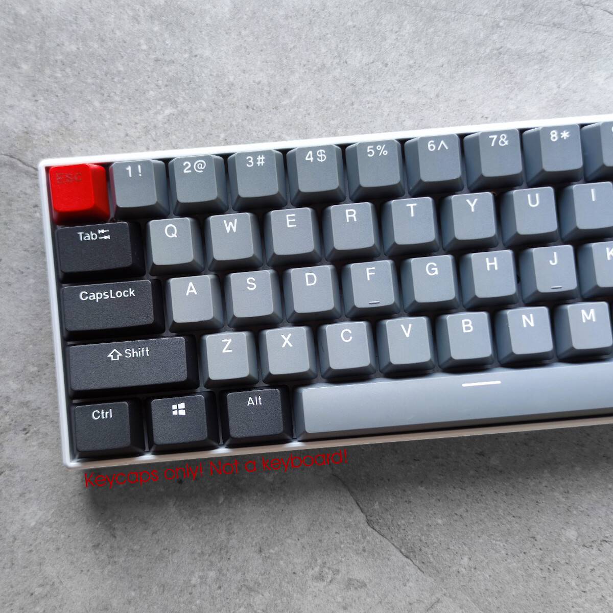 Gray Black Retro PBT Double Shot Keycap Set OEM for 60% TKL Cherry MX Keyboards