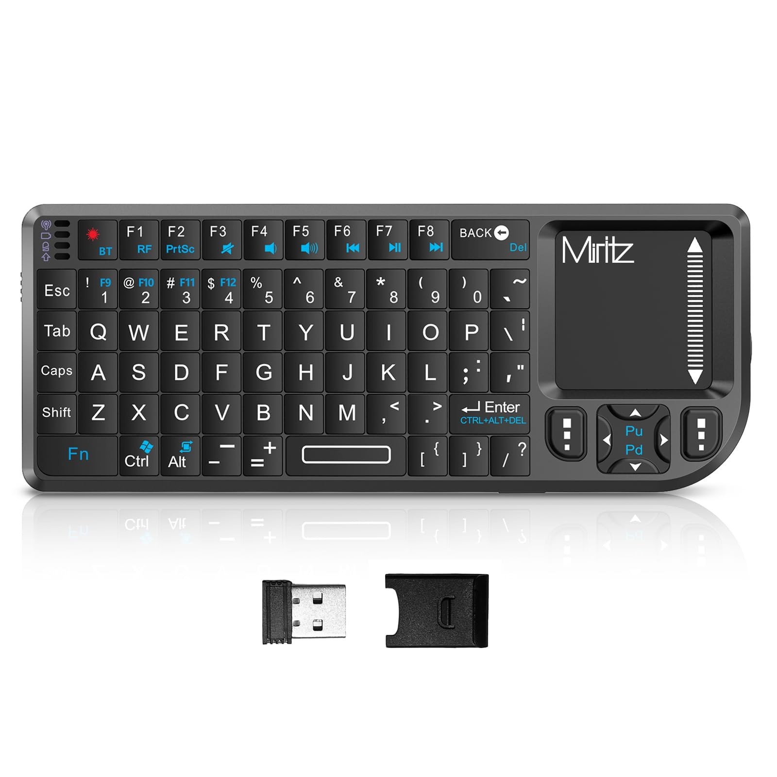 Miritz K808 Ultra-Thin Mini Keyboard with Touchpad Bluetooth &2.4G Dual Mode ...