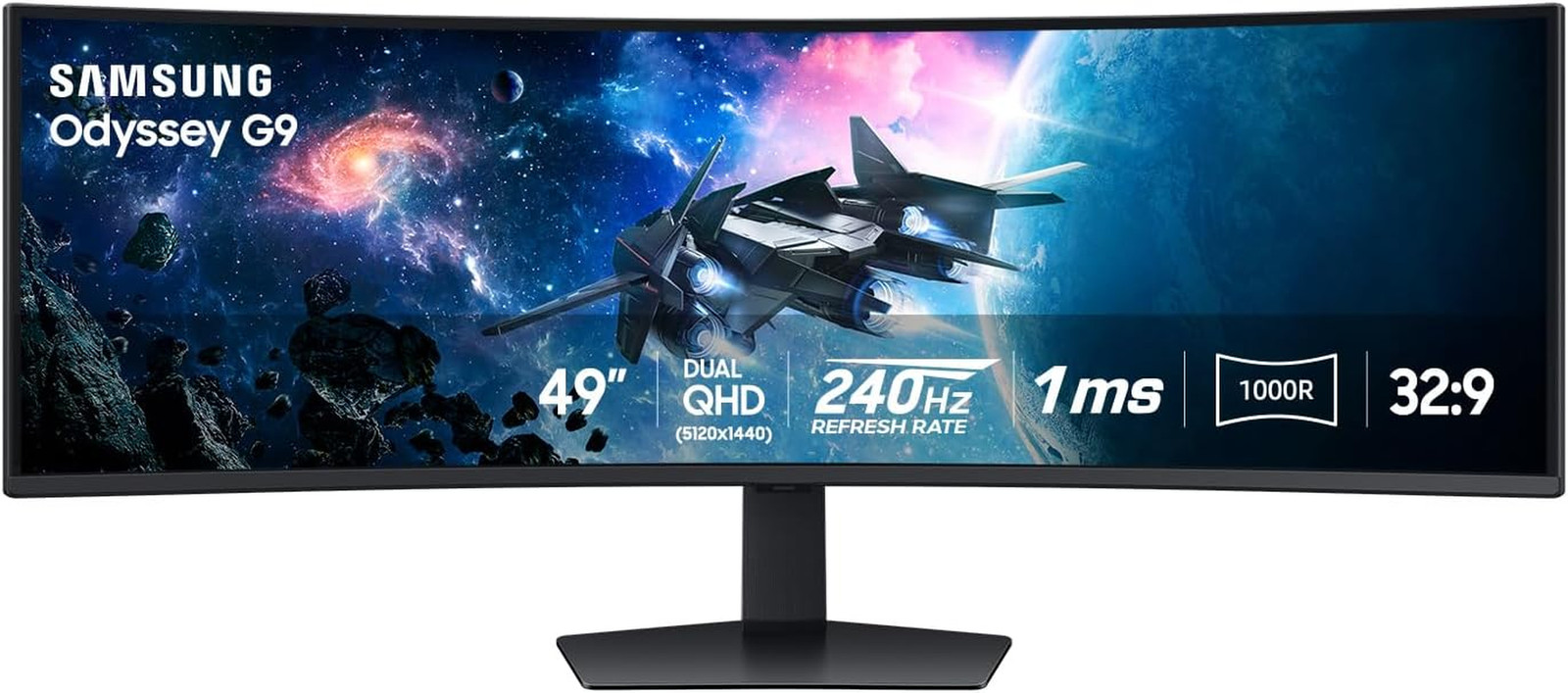 Samsung 49” Odyssey G9 Series DQHD 1000R Curved Gaming Monitor, 1Ms(Gtg), VESA D