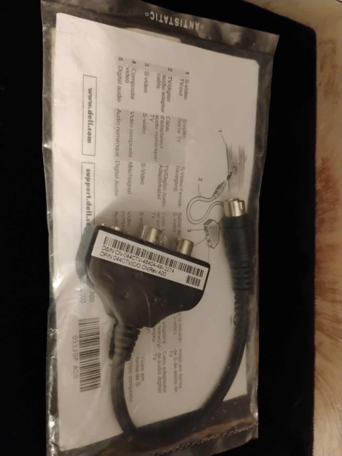 New Dell S-VIDEO TO RCA cable Adapter: DS/N CN-044CTV-47110