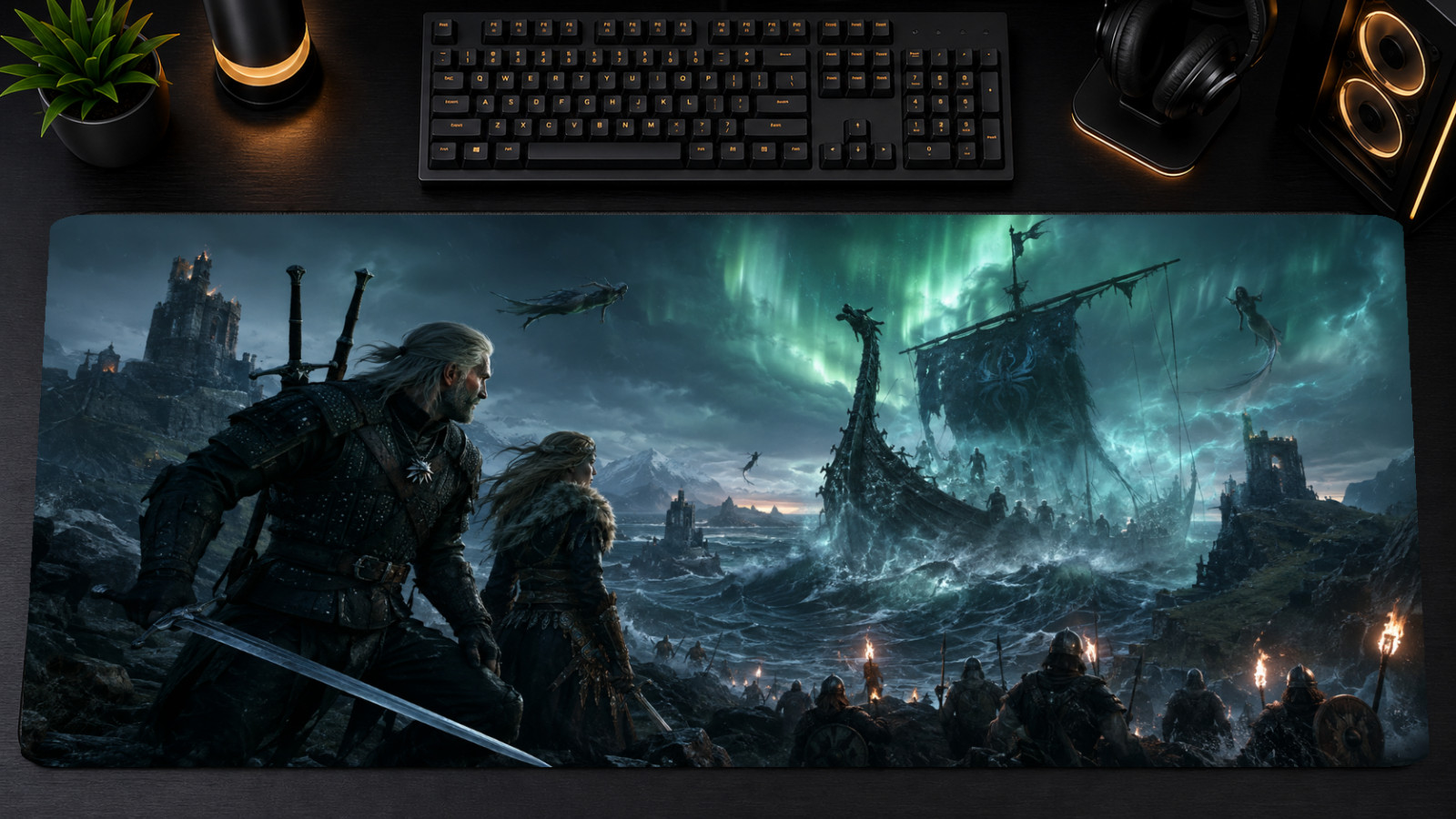 The Witcher 3 Wild Hunt XXL Mousepad Geralt Dark Fantasy Desk Mat