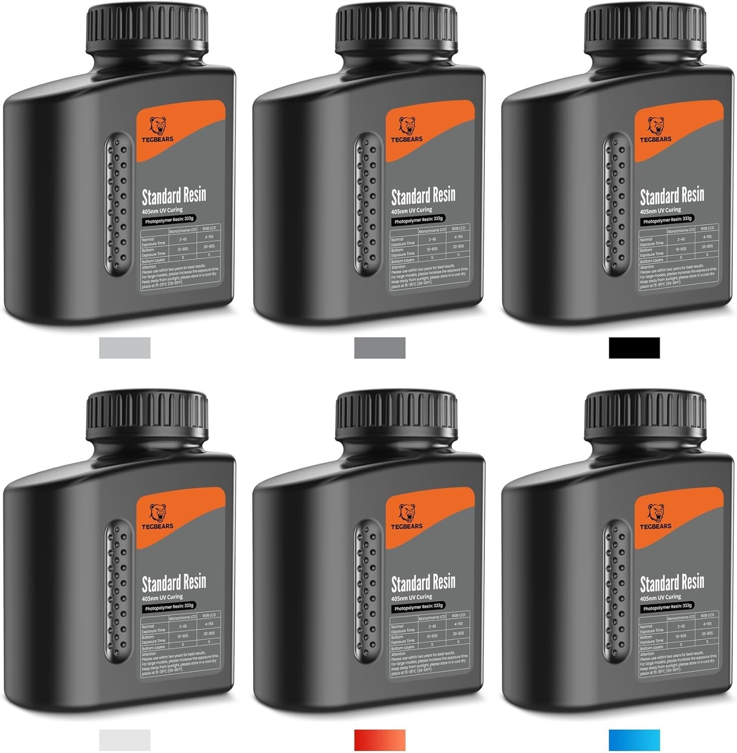Tecbears 3d Printer Resin Bundle [6 colors*0.333g] Fast UV Curing *NEW SEALED*