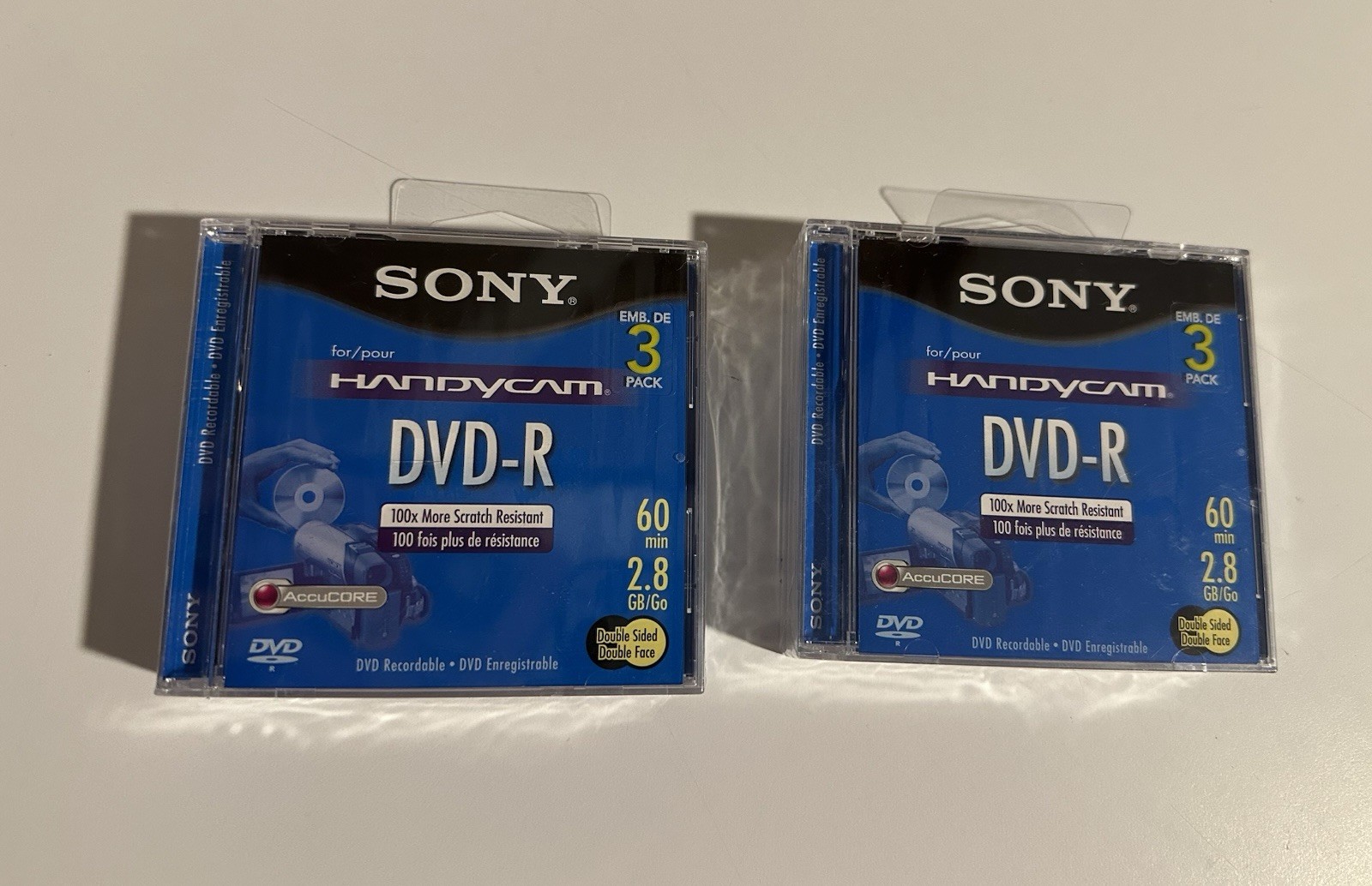 Lot Of 2 NEW Sony Handycam Dvd-R 3 Pack 60min 2.8GB Double Sided Double Discs