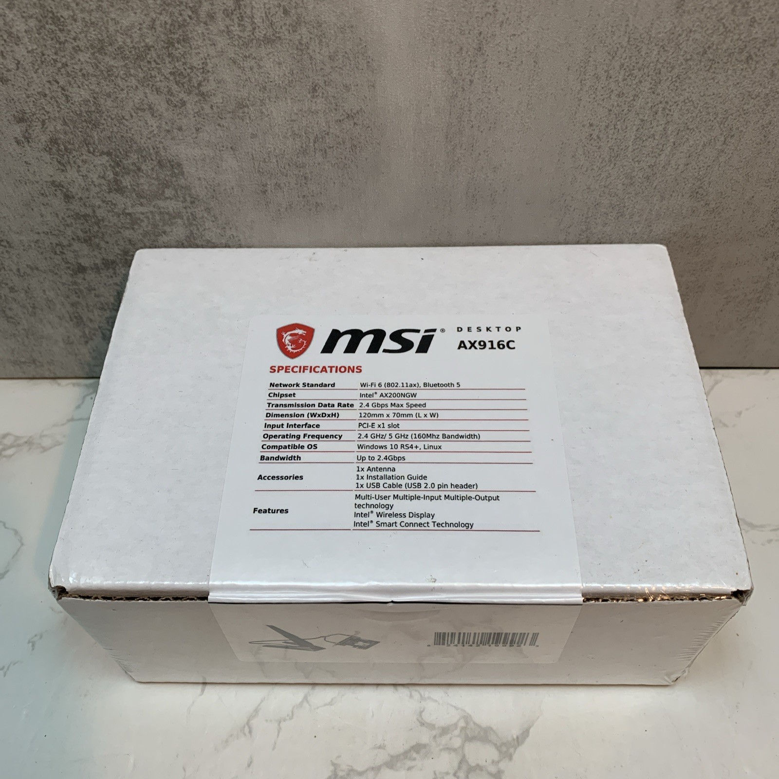 MSI AX916C HERALD-AX INTEL AX200 WI-FI 6 Bluetooth 5.0 (5.1) Adapter Card SEALED