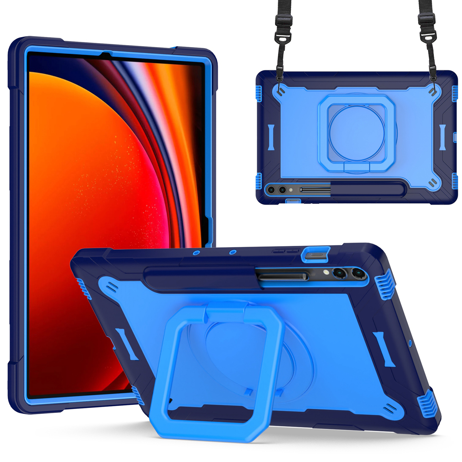 Fr Samsung Galaxy Tab S9+/S9 FE+ 12.4" Heavy Duty Kids Case with Crossbody Strap