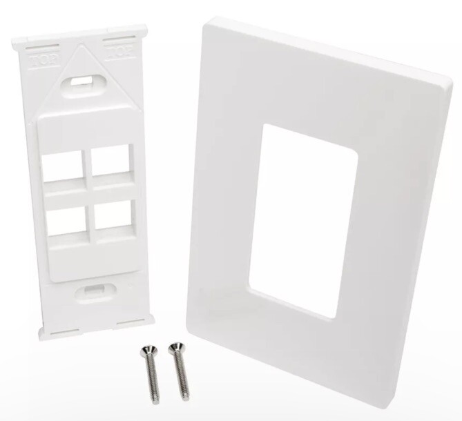 Lot Of 2 Tripp-Lite N080-104 4 Port Keystone Single 1 Gang Faceplate Wall White