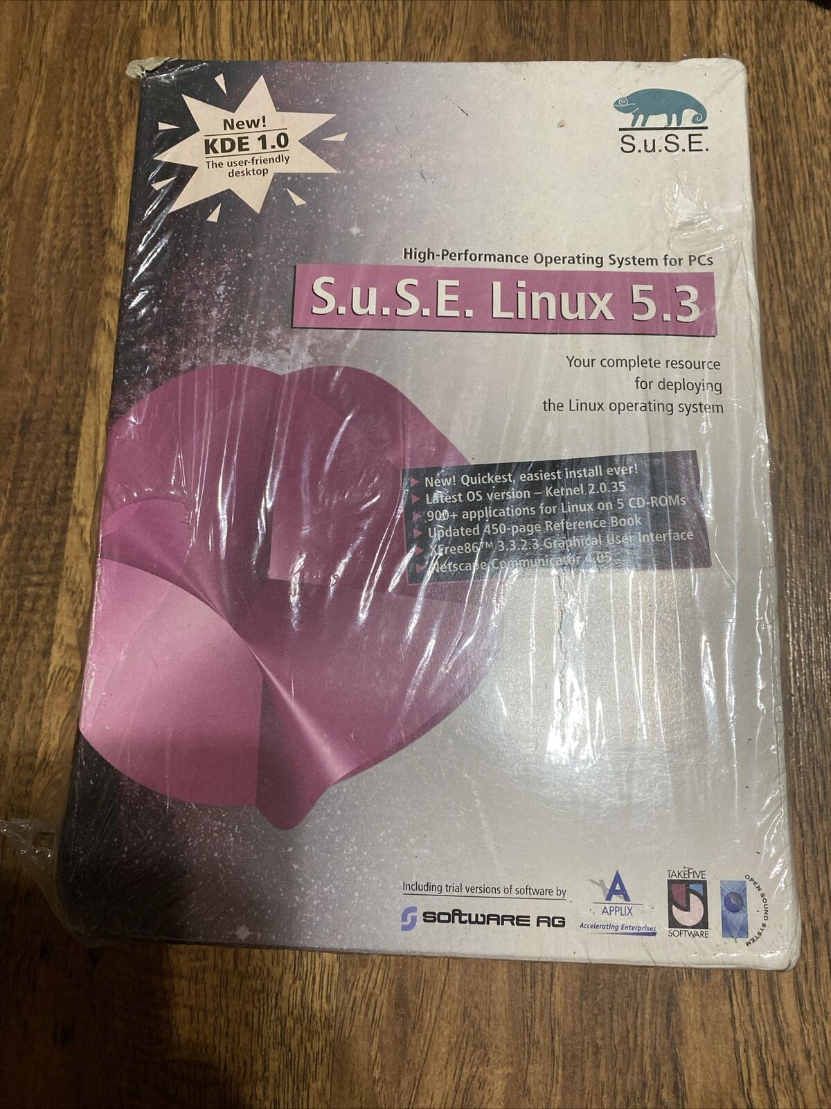S.u.S.E. Suse Linux 5.3 Vintage Operating System Big Box New And Sealed KDE 1.0