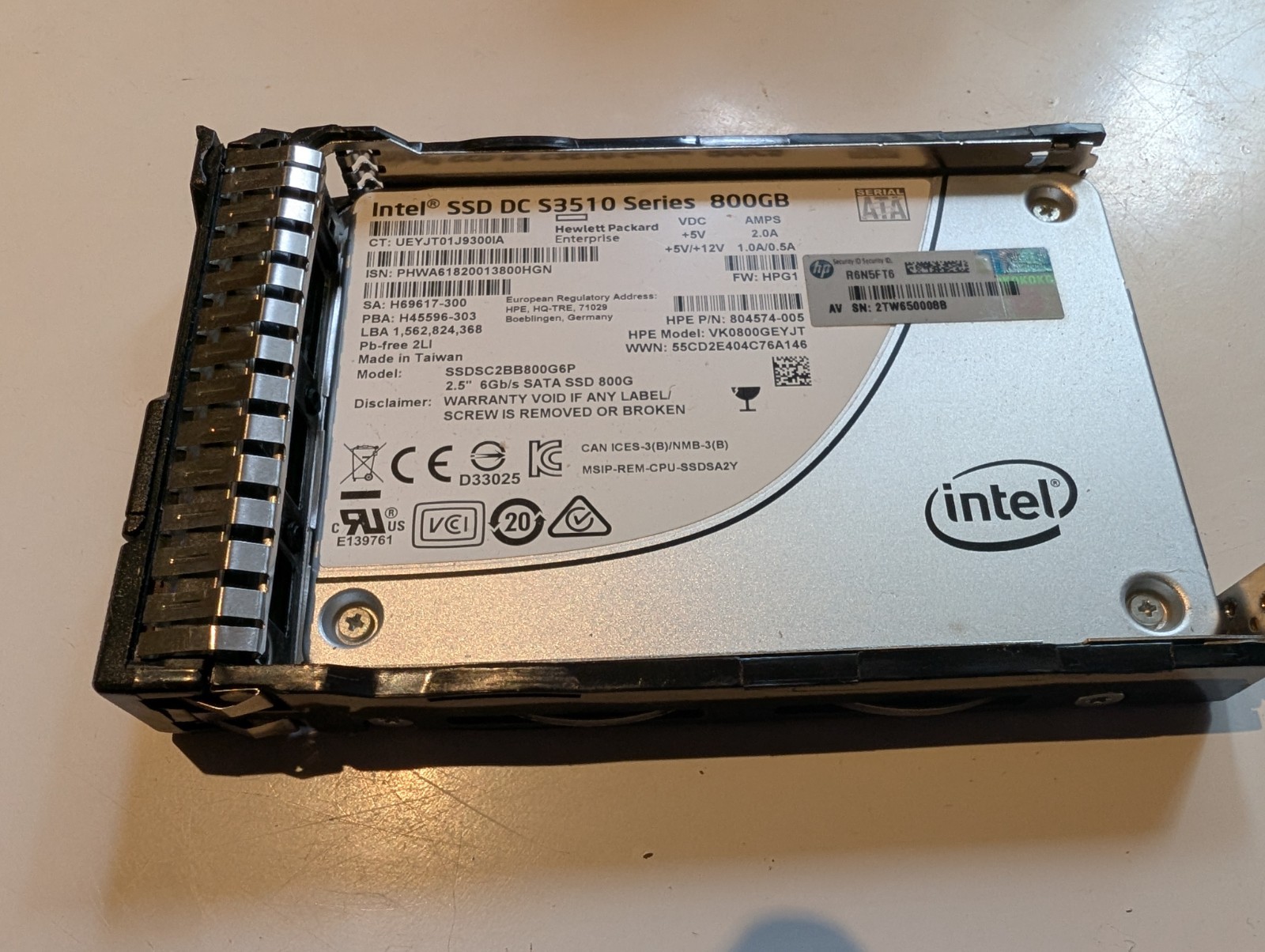 HPE 800GB SATA 6Gb/s 2.5" SFF RI SSD | 804599-B21 805365-001 Gen8 Gen9 Gen10 SC