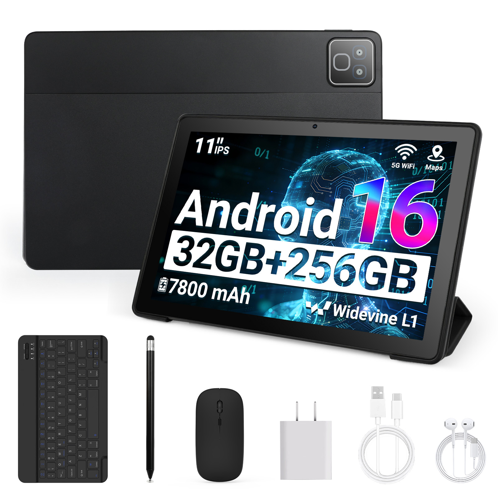 Android 16 Tablet 11 inch 32GB+256GB+1TB Expand Octa-core 7800mAh WIFI BT LCD
