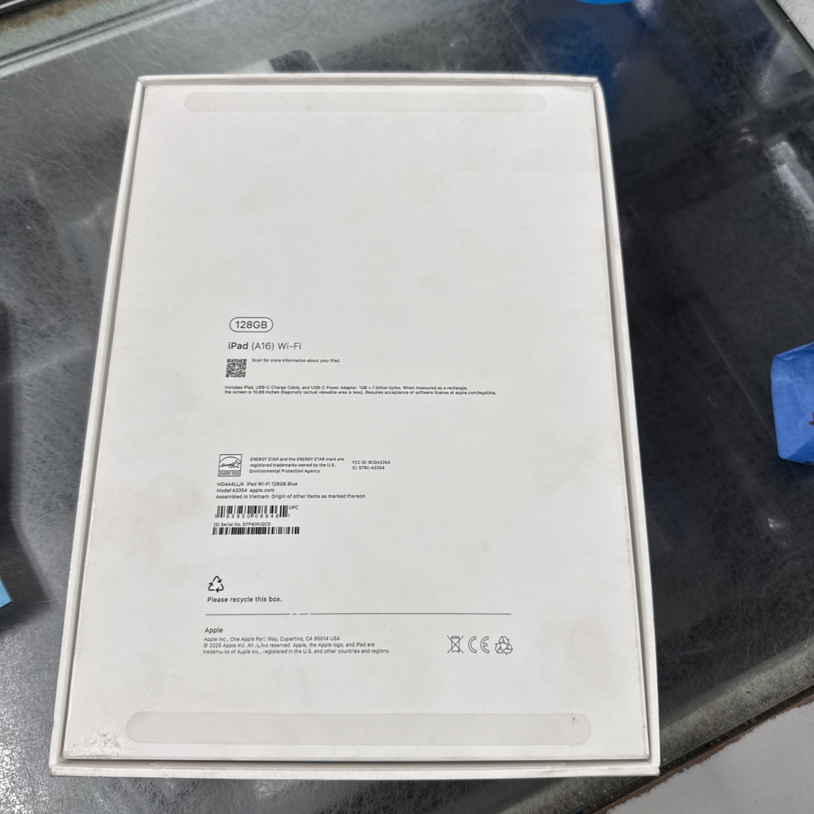 Apple iPad A16 128GB Wi-Fi Blue 11th Gen A3354 Come With Box