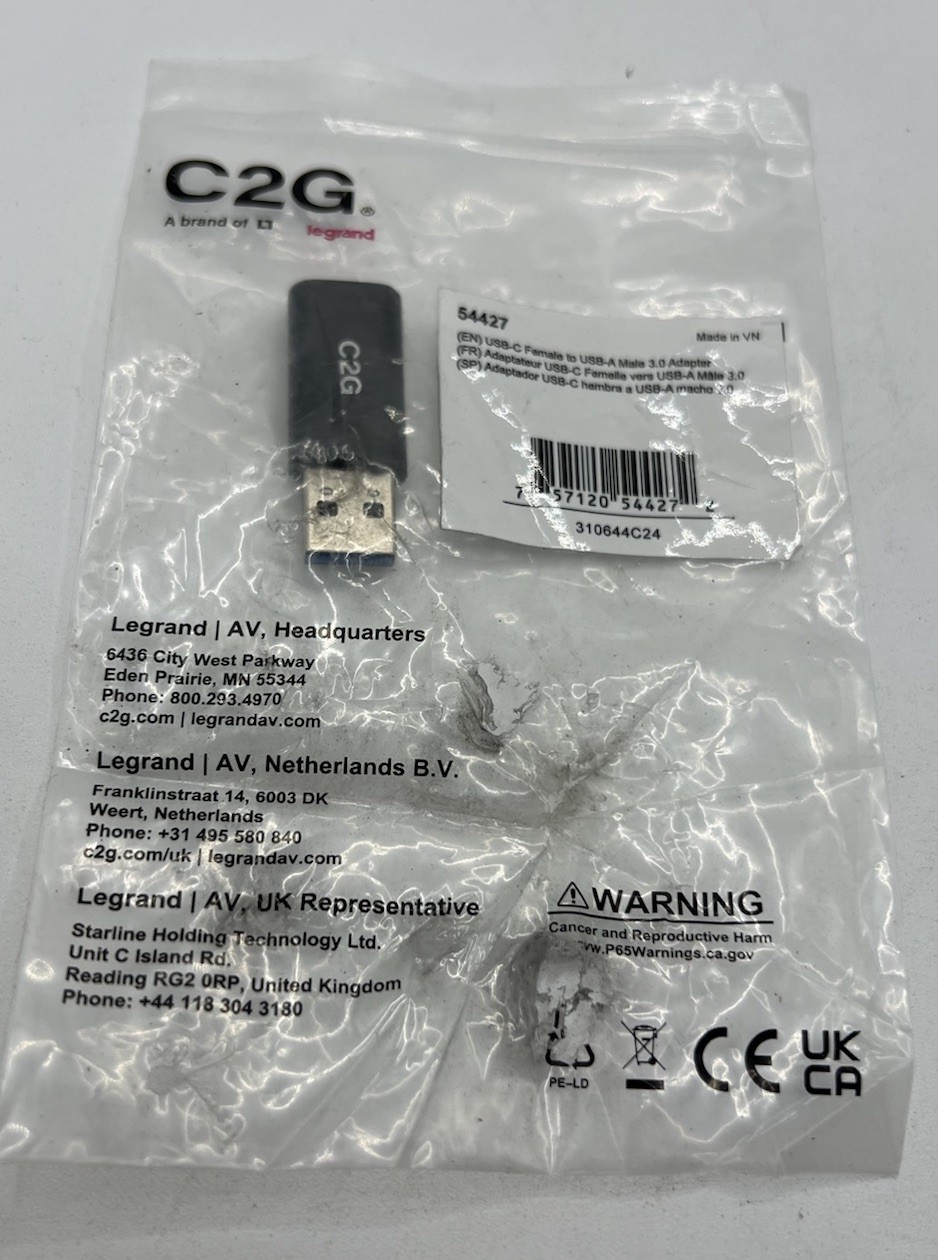 C2G USB C Female to USB A Male SuperSpeed USB 5Gbps Adapter Converter