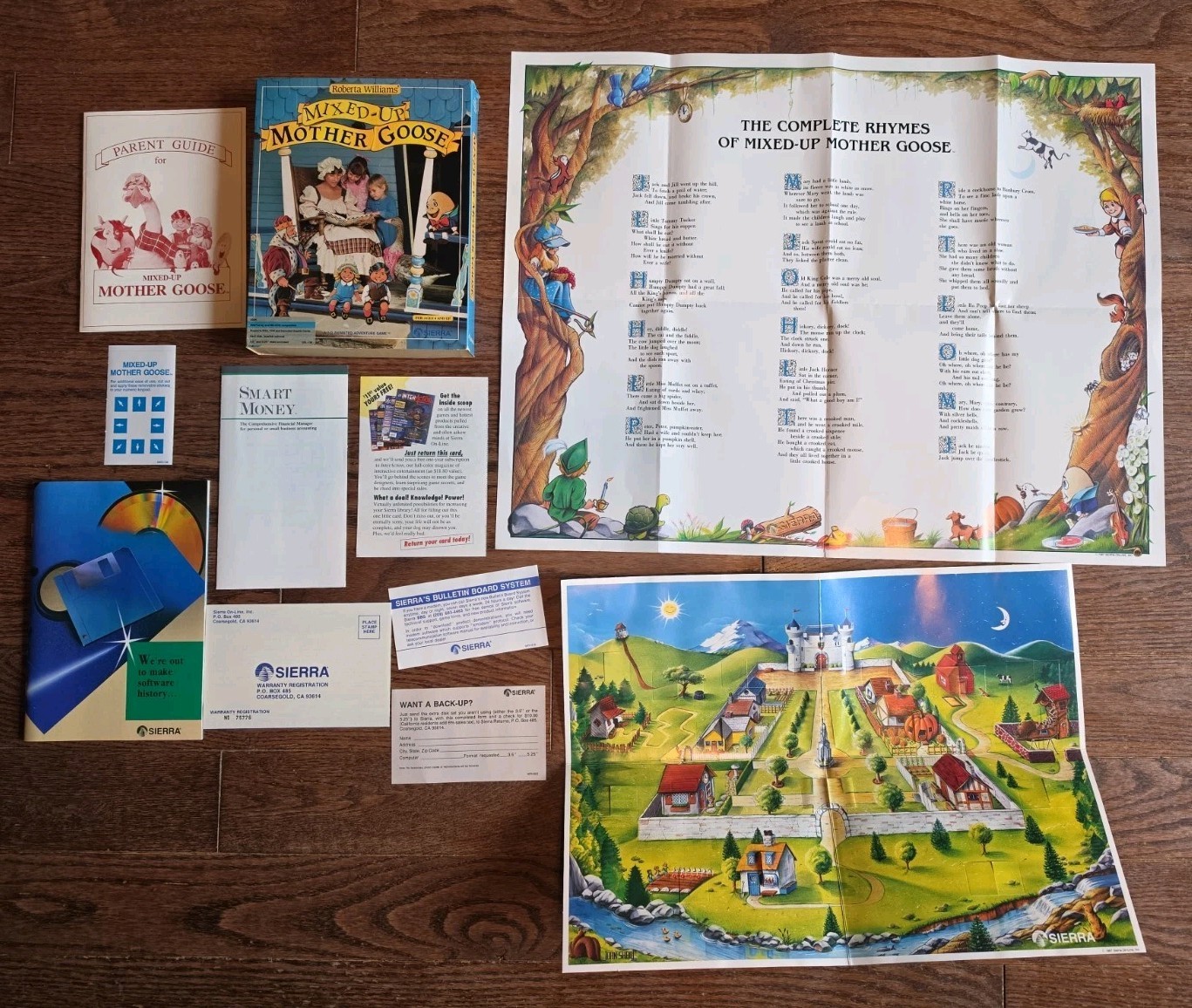 Mixed-Up Mother Goose Sierra Vintage Big Box Map Poster Manual Etc ONLY NO DISKS
