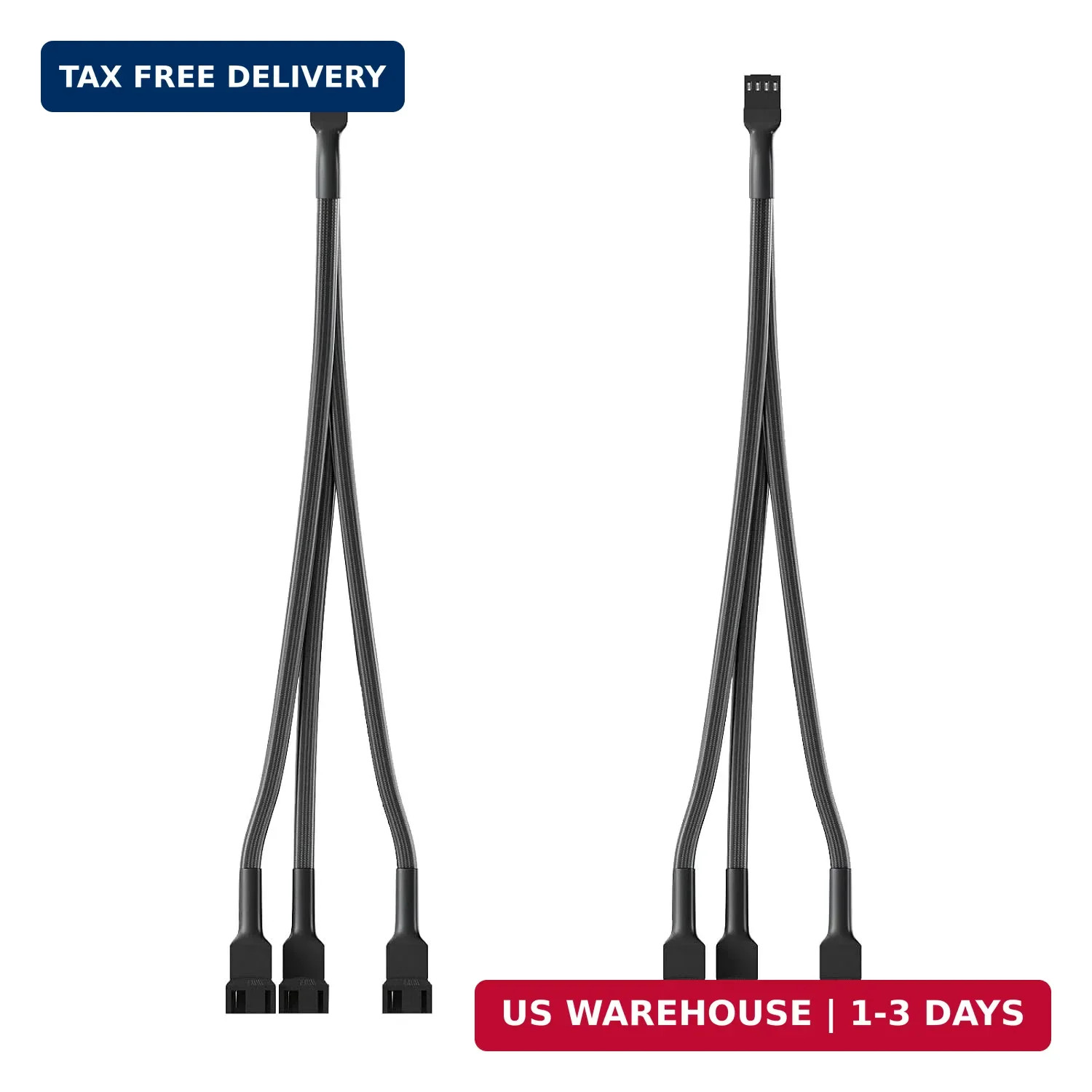 3 Way PWM Fan Splitter Cable, 2 Pcs 4 Pin PWM Fan Splitter, Fan Header Splitter,