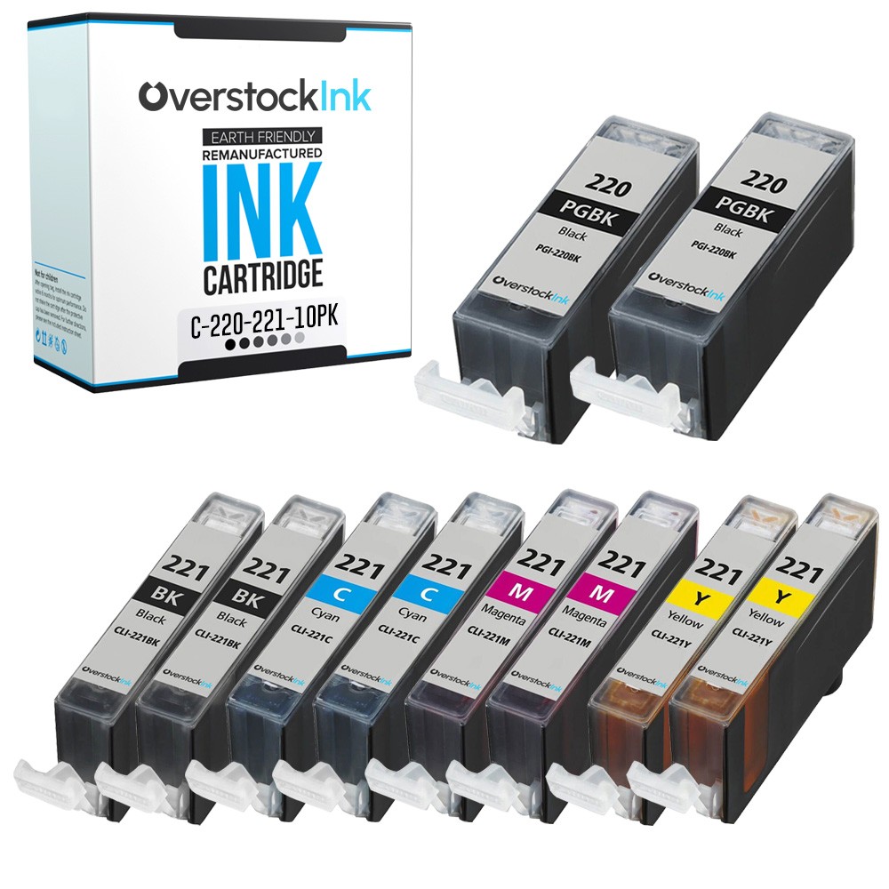 10PK Compatible OSI Canon 220 and 221 Ink Cartridges for PIXMA MX870 PMFP1 PMFP3