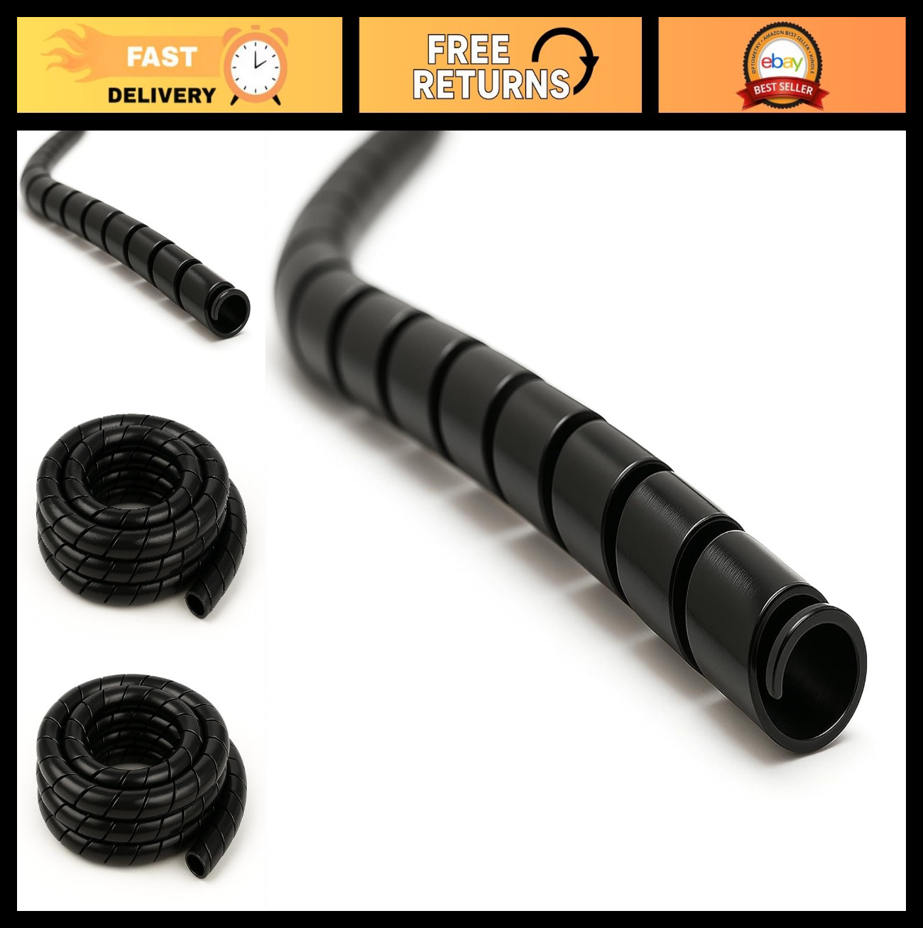 Electriduct 5/8 Inch Heavy Duty Spiral Wrap HDPE Flexible Plastic Cable Sleeve