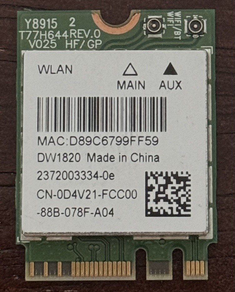 Dell Laptop DW1820 WiFi  802.11AC + Bluetooth 4.1 M.2 Card A04 CN-0D4V21-FCC00