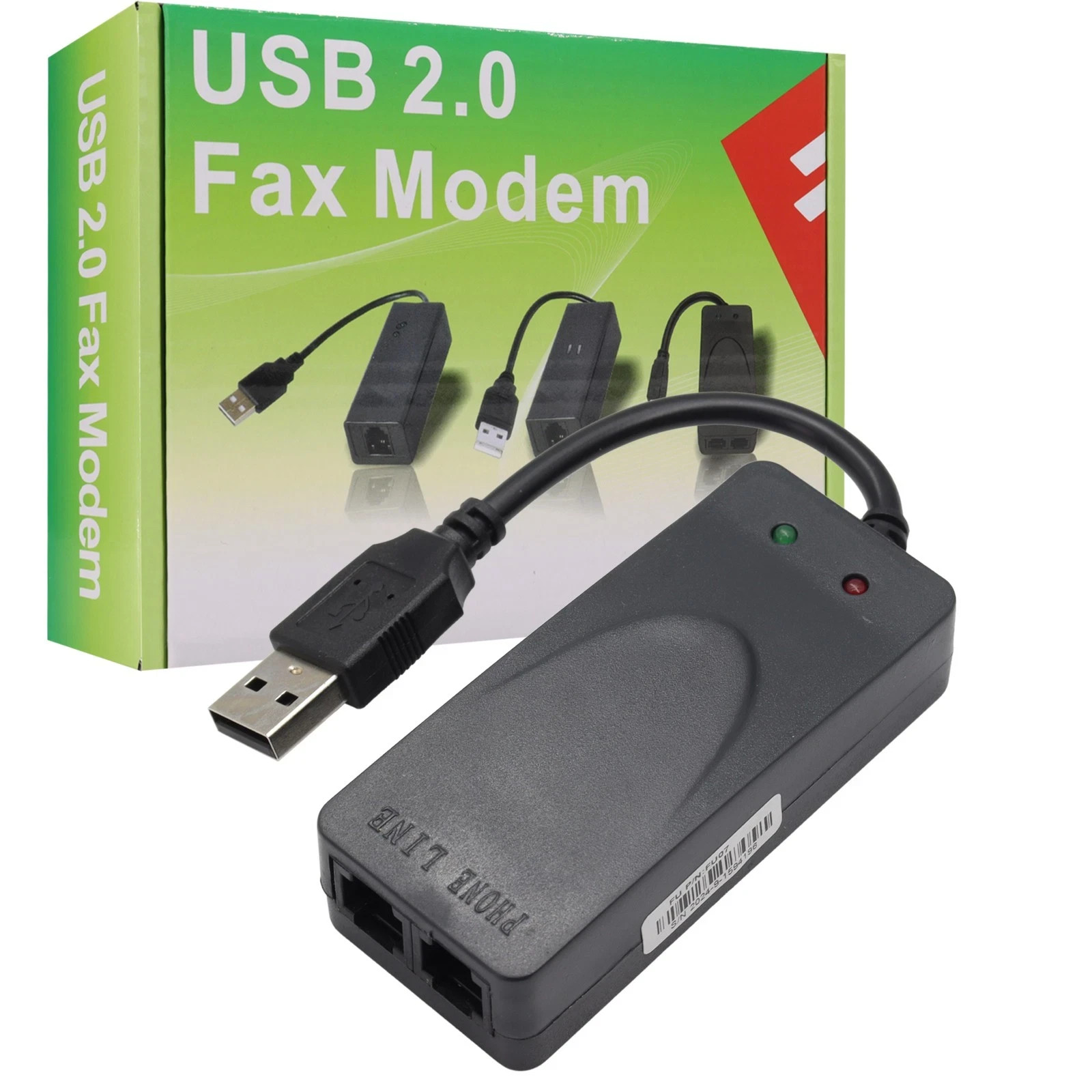 Dual RJ11 Port USB 56K External Dial Up Voice Fax Data Modem, 56K Fax/Modem USA*